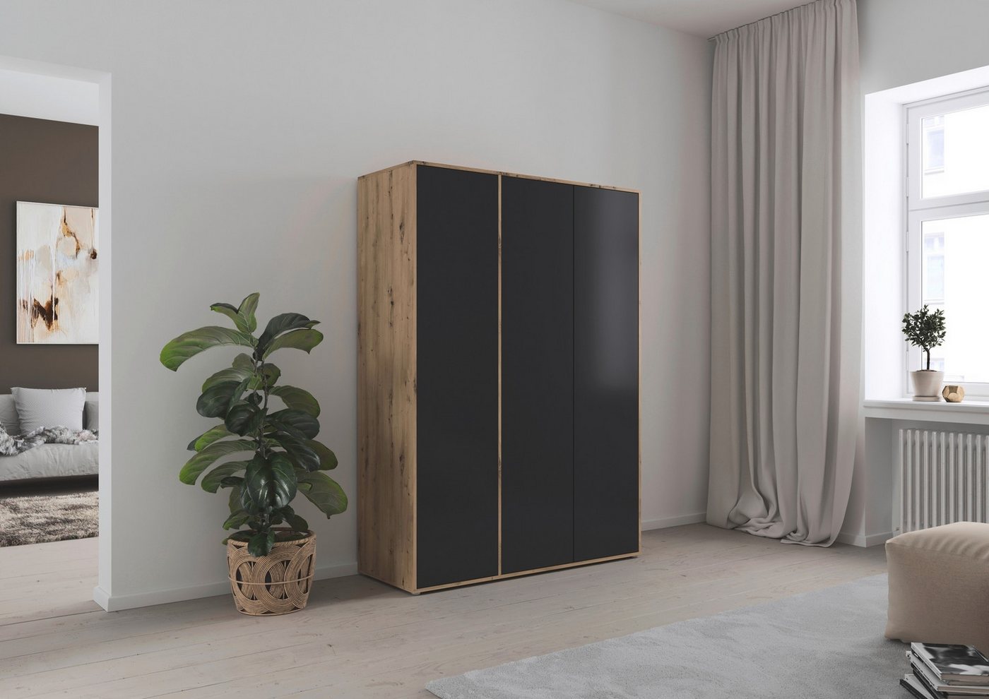 rauch Drehtürenschrank Kleiderschrank Schrank Garderobe Wäscheschrank NABILA viel Stauraum (in 3 verschiedenen Ausstattungen BASIC/CLASSIC/PREMIUM) in 2 Breiten mit Push-to-Open Funktion TOPSELLER MADE IN GERMANY