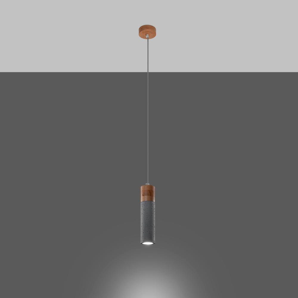 famlights Hängeleuchte, Pendelleuchte Zeb in Grau und Natur-hell GU10 1-flammig, keine Angabe, Leuchtmittel enthalten: Nein, warmweiss, Pendellampe, Pendelleuchte, Hängeleuchte