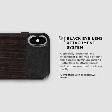 Black Eye Handyhülle, Photo Case für Apple iPhone Xs (Rückseite aus hochwertigem Sandelholz, Spezielles Befestigungssystem für alle Black Eye Objektive, Gummierte Ecken, Handschlaufe inklusive) - IP004