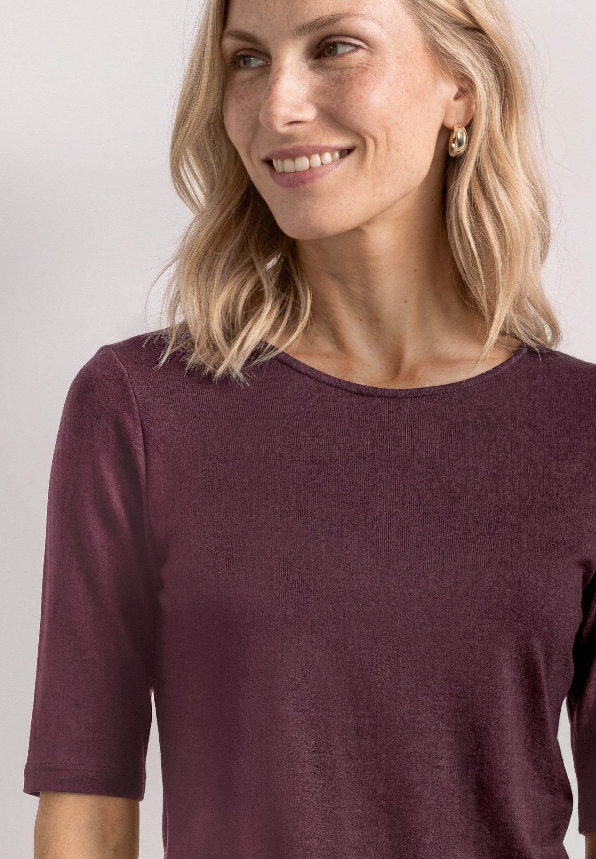 STREET ONE Kurzarmshirt Sommershirt mit Rundhals - Unifarbe