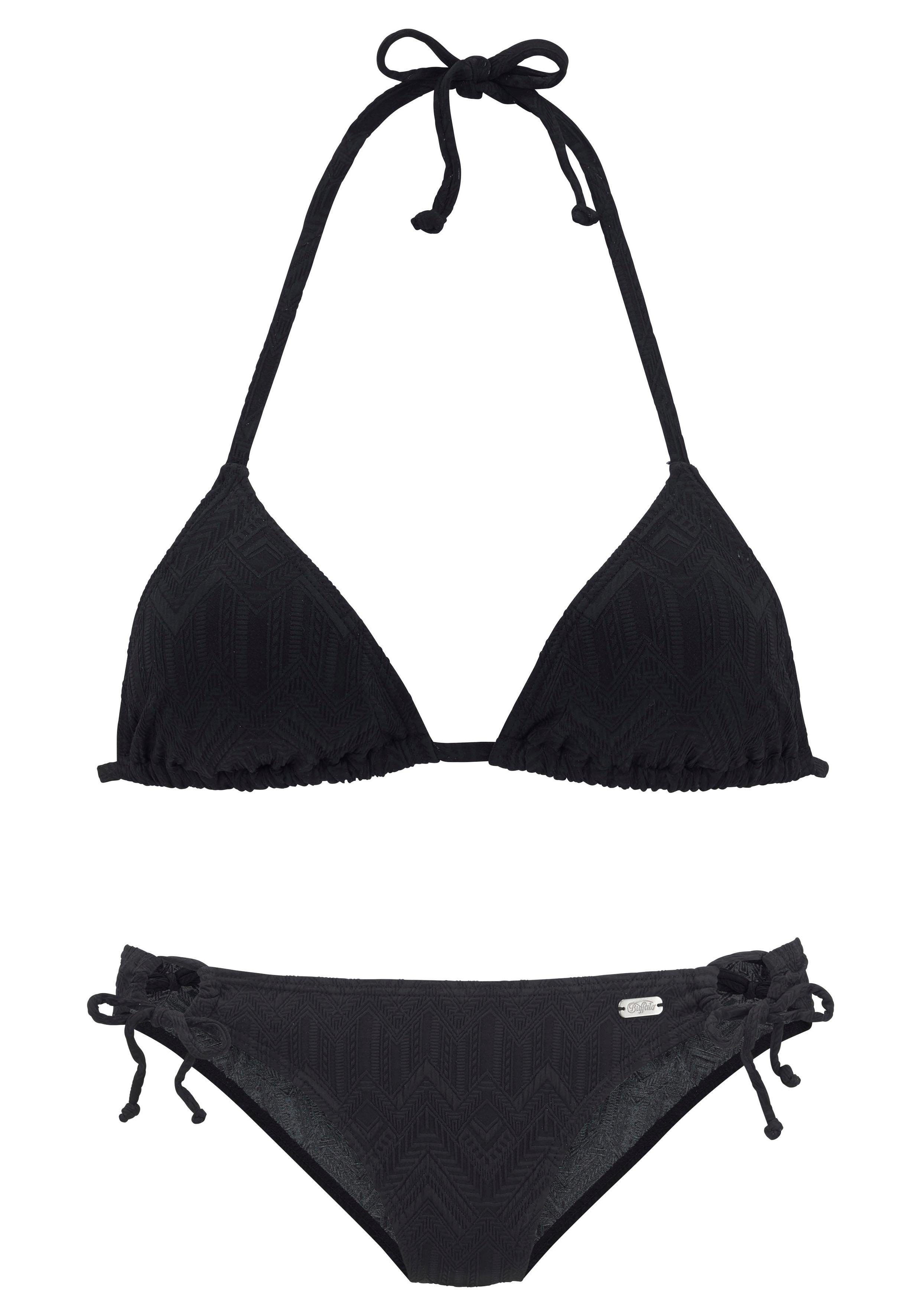 Buffalo Triangel-Bikini mit modischer Struktur schwarz
