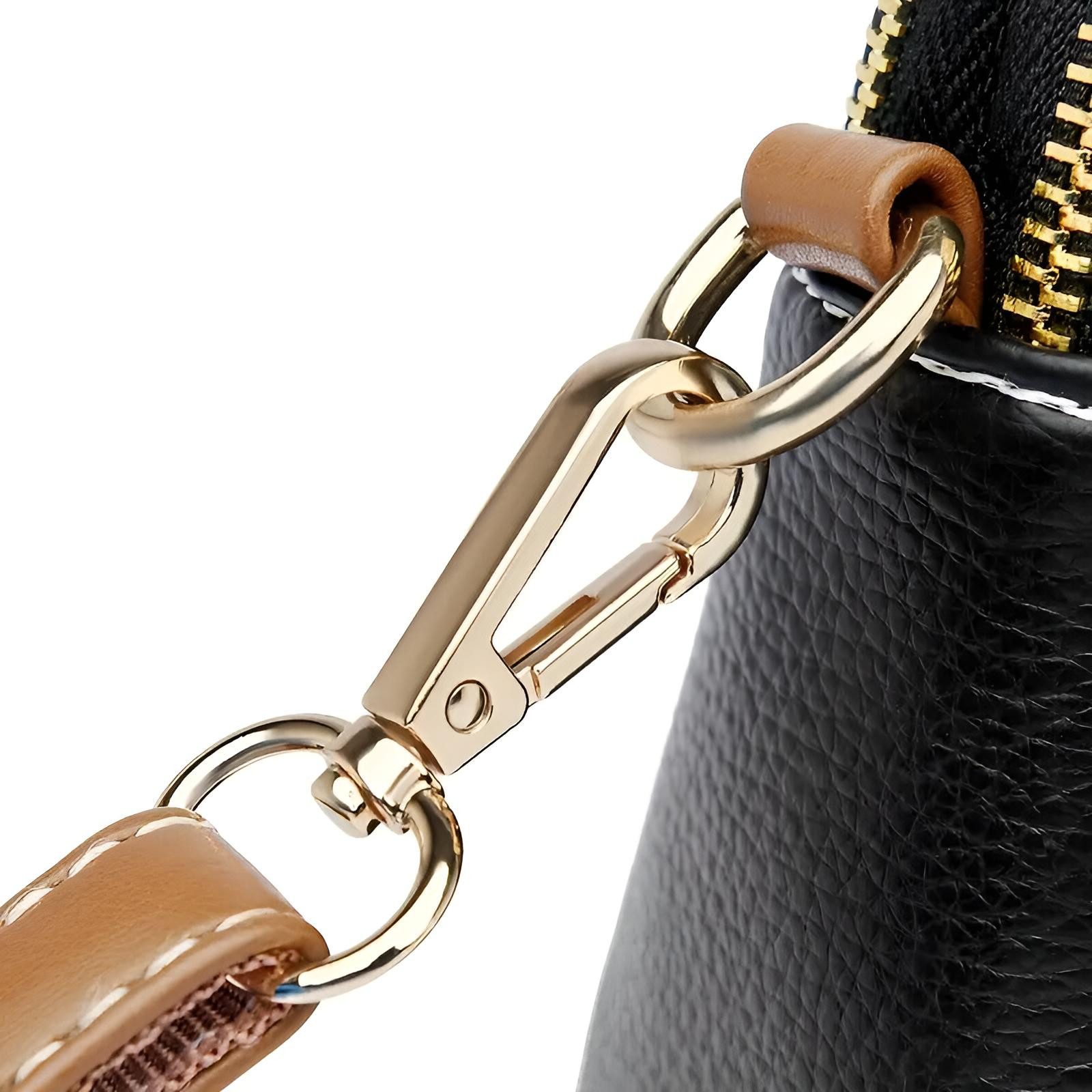 S&T Design Handtasche Kleine Umhängetasche Damen Leder Schultertasche Crossbody Bag, Verstellbare Länge Größe Leder Tasche Frauen Reißverschluss – Bild 4 von 5