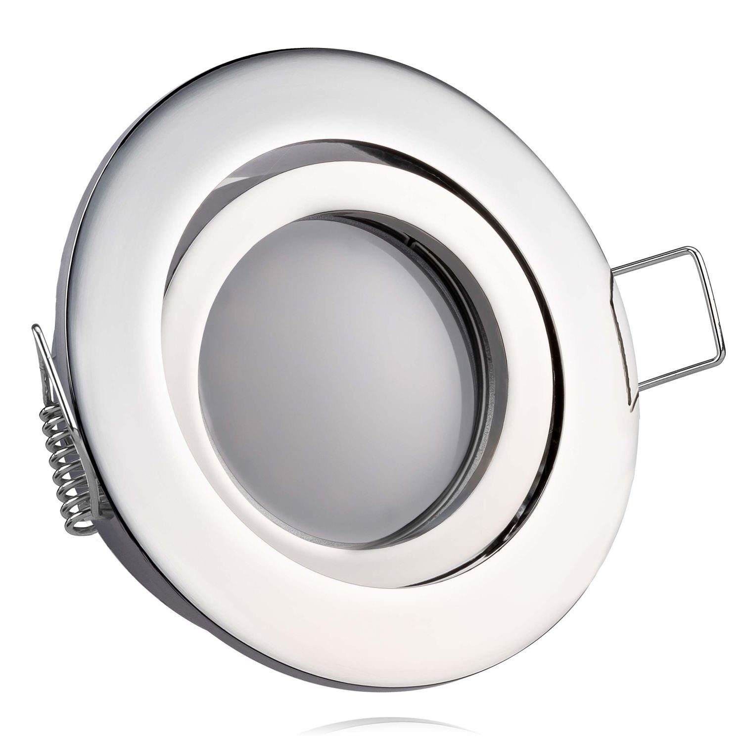 LEDANDO LED Einbaustrahler LED Einbaustrahler Set Chrom mit LED GU5.3 / MR16 Markenstrahler von L