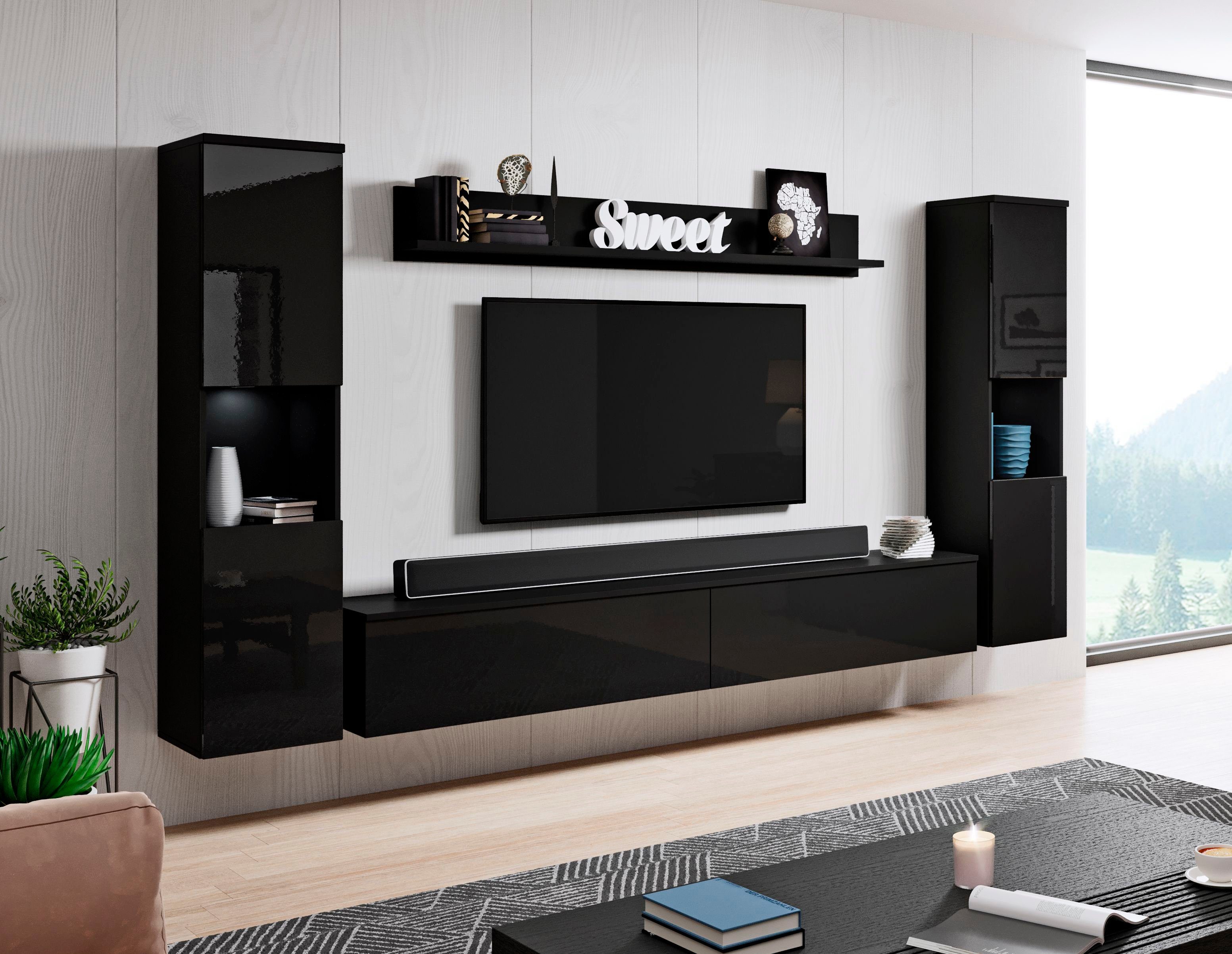 INOSIGN Wohnwand PARIS, Vitrine Türanschlag links/rechts wechselbar, (Kompl günstig online kaufen