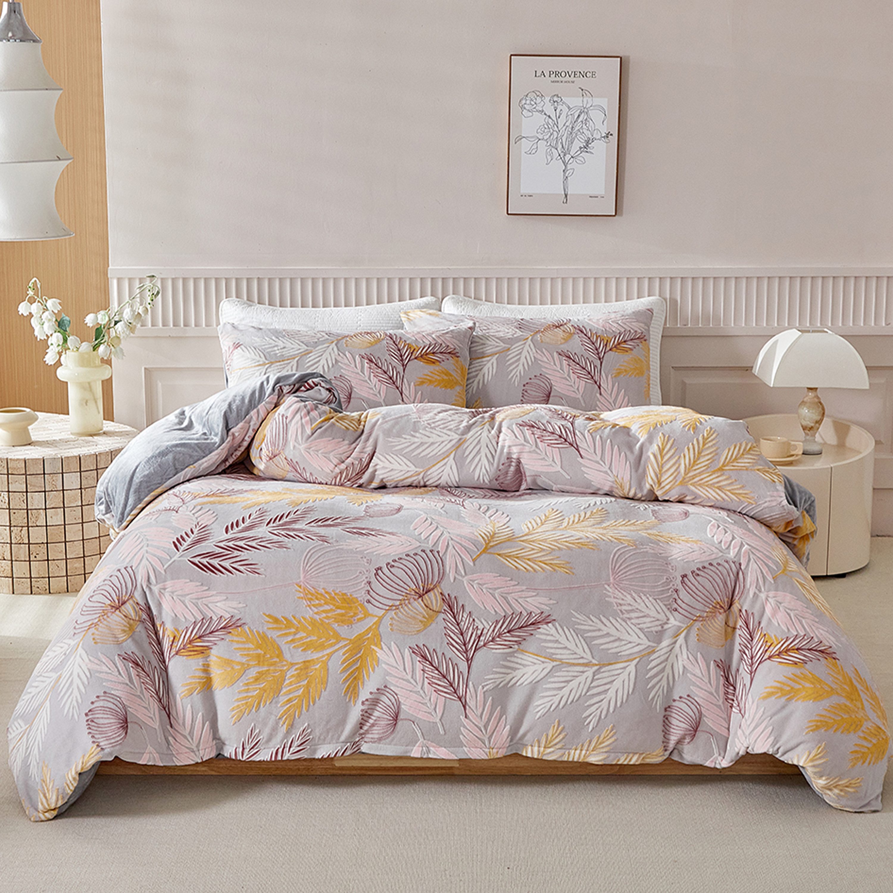 ibettertec Bettwäsche Winter Bettwäsche Blätter 135x200cm Plüsch Flauschig günstig online kaufen