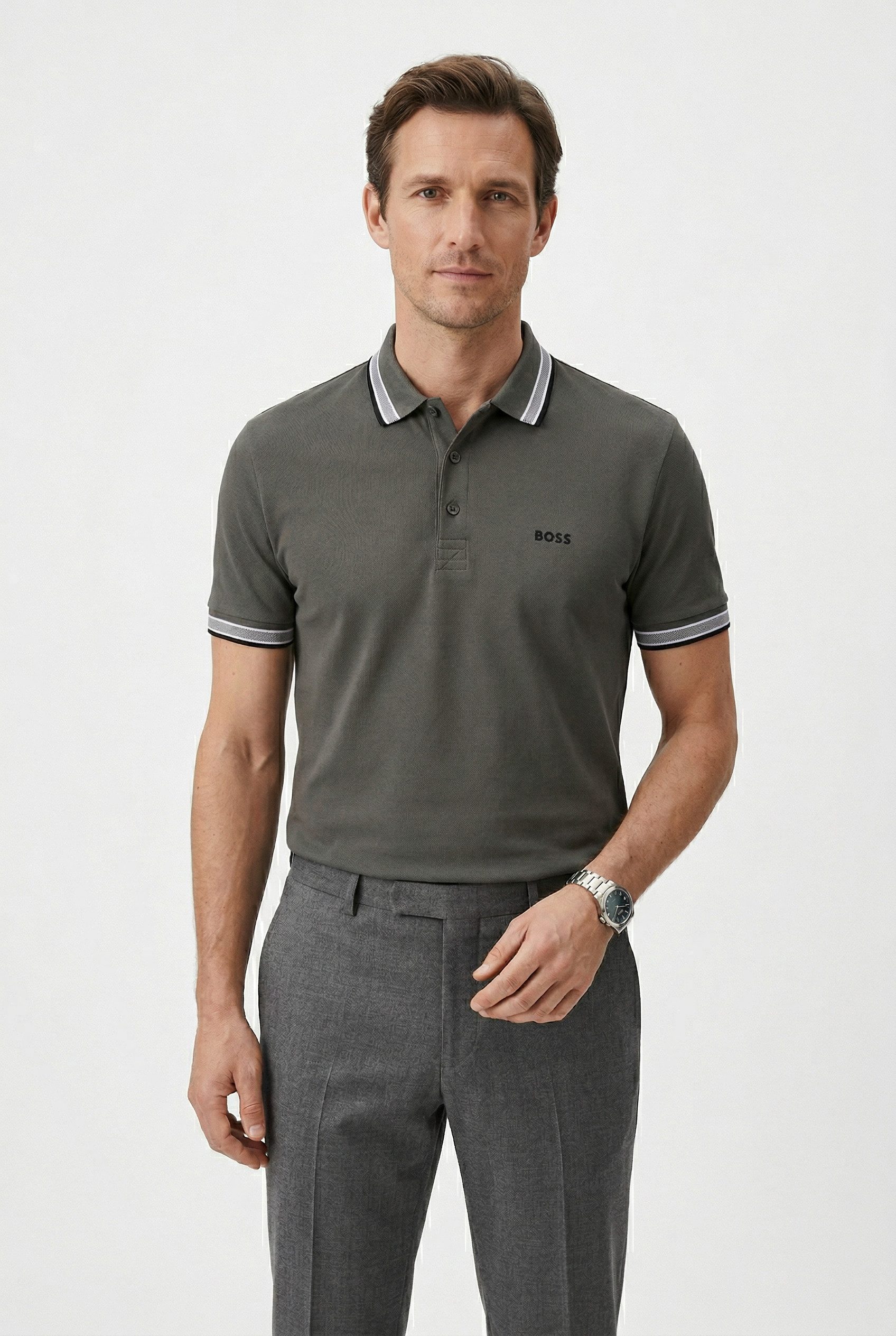 BOSS GREEN Poloshirt Paddy Regular Fit atmungsaktive Piqué-Webstruktur, Flachstrickkragen, gerader Schnitt