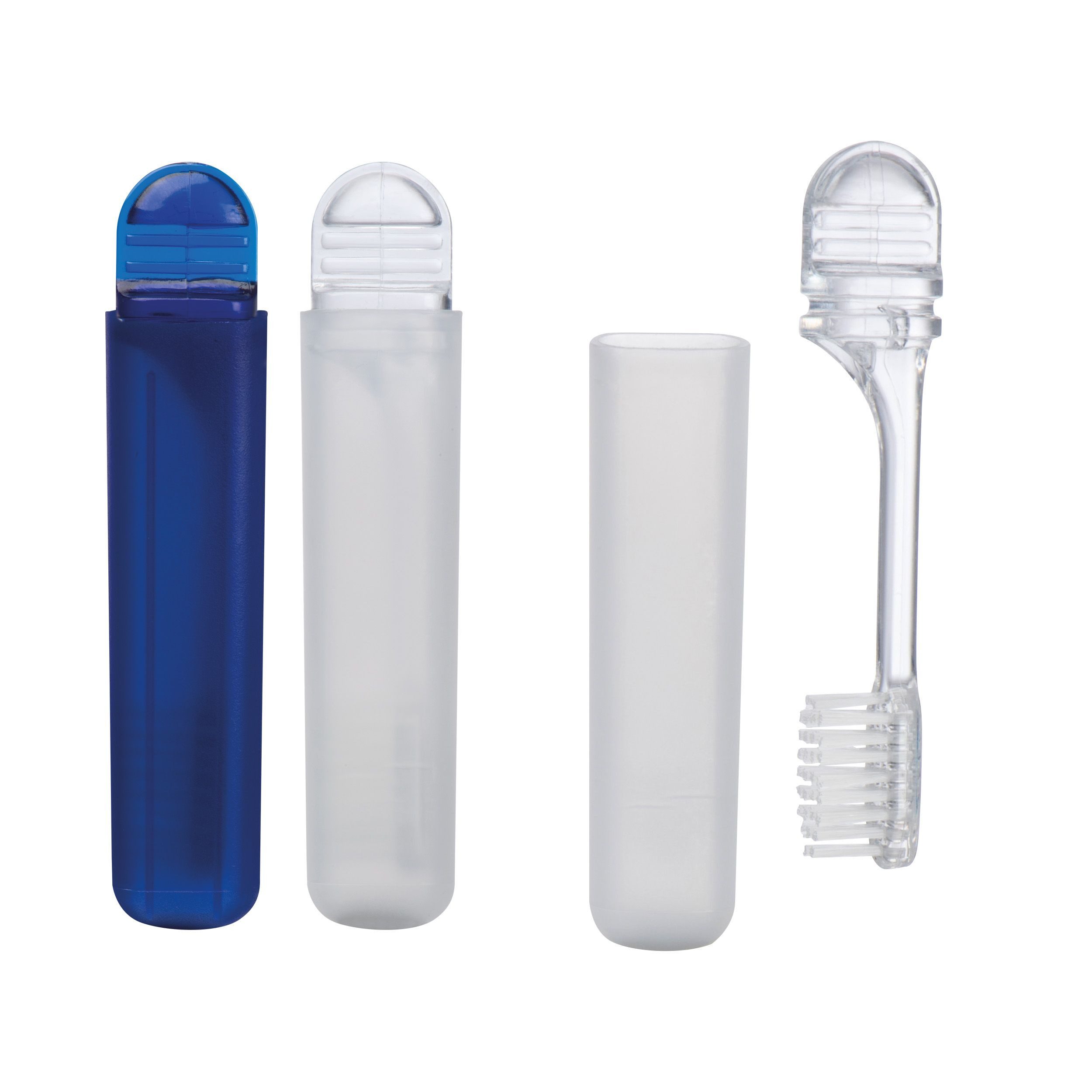 Macma Zahnbürste 2x Reisezahnbürste mit Etui / Farbe: je 1x transparent weiß und blau