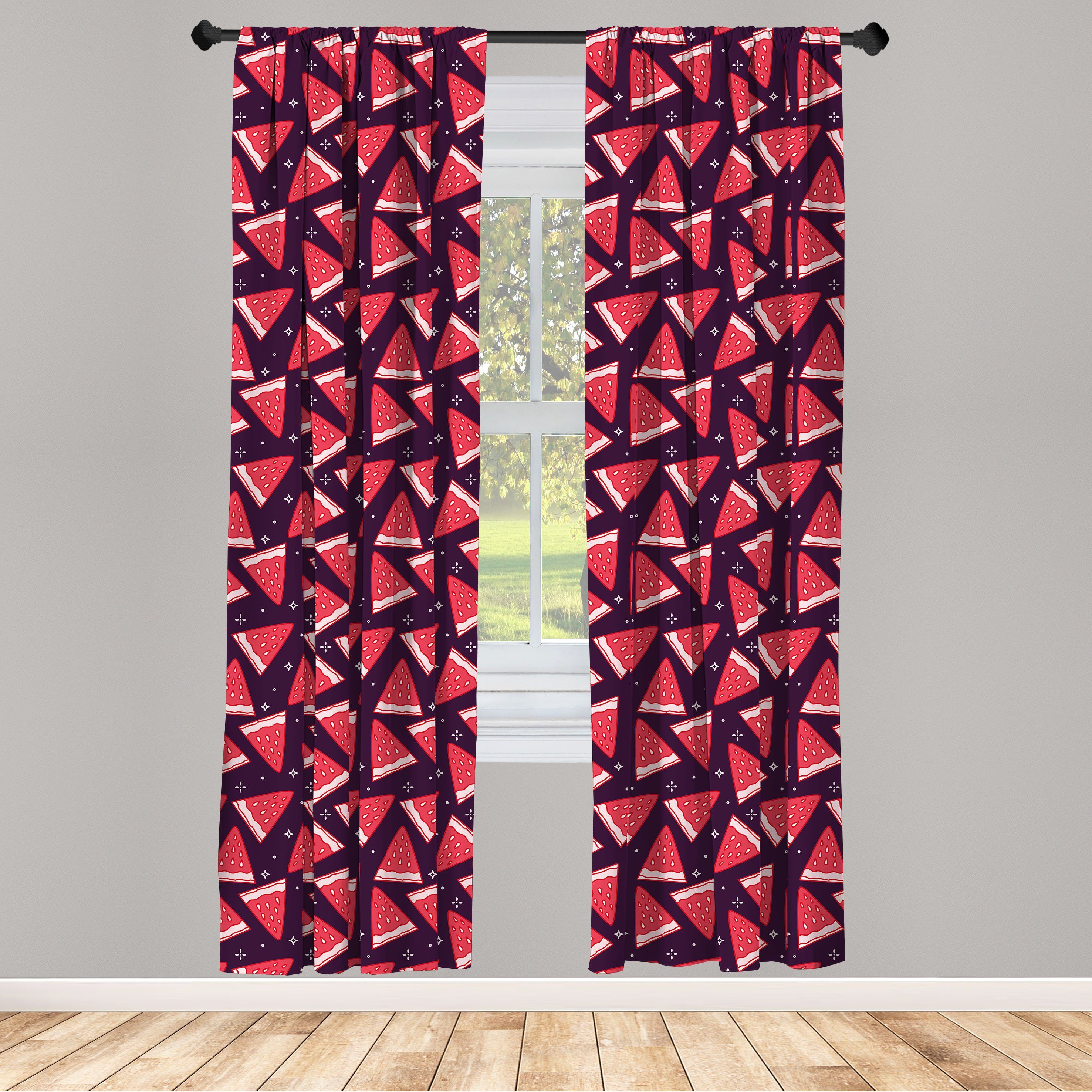 Gardine Vorhang für Wohnzimmer Schlafzimmer Dekor, Abakuhaus, Microfaser, Sommer Frische Wassermelonen-Muster