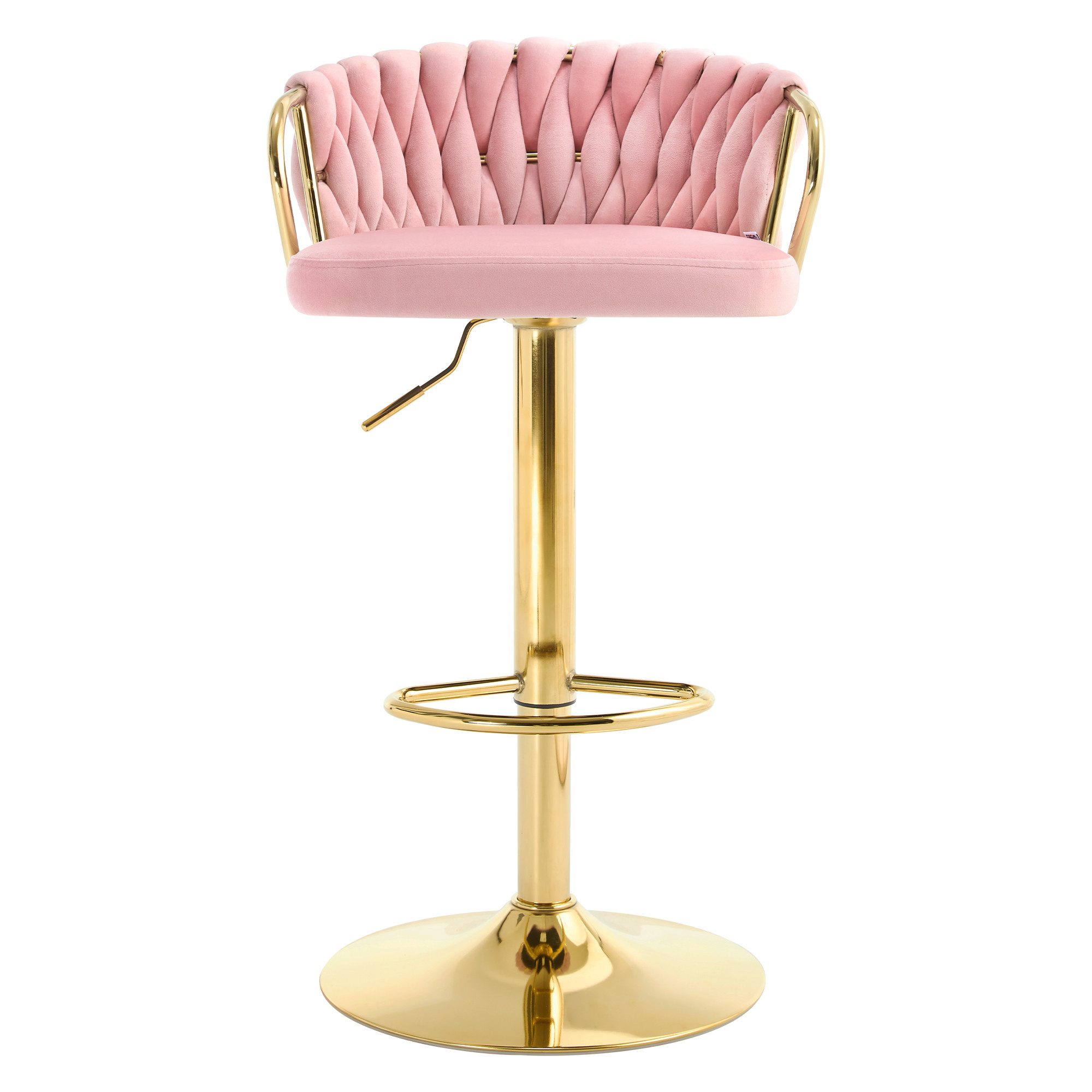 Woltu Barhocker (1 St), Samtstuhl mit Metallrahmen, höhenverstellbar, 360° Drehbar