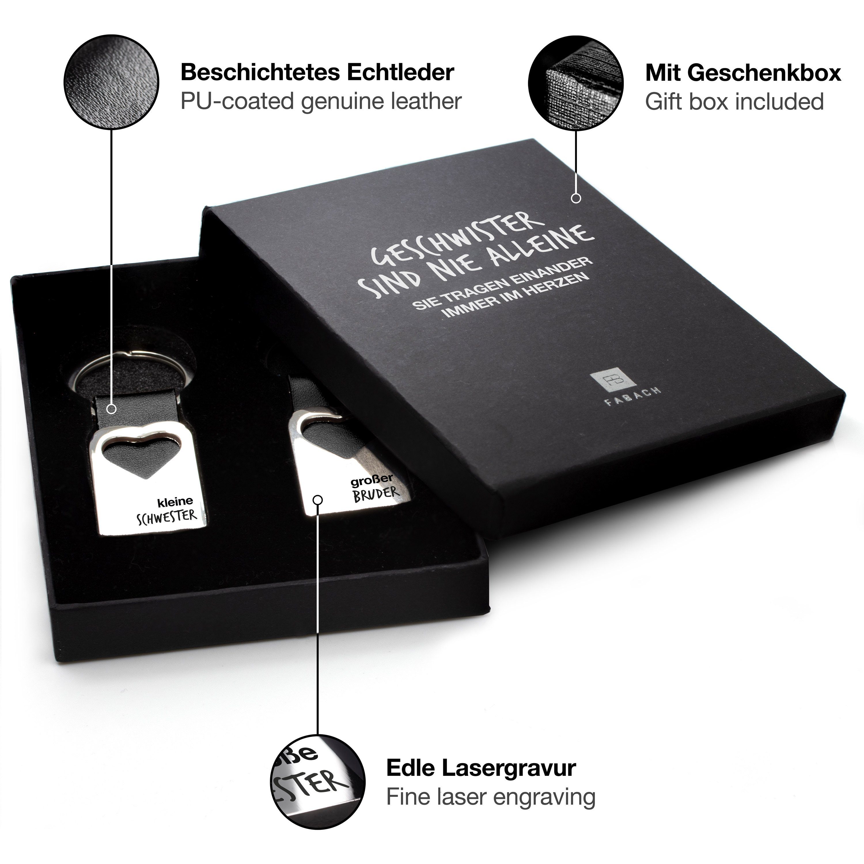 FABACH Schlüsselanhänger Leder mit Herz und Gravur - Glücksbringer Geschenk günstig online kaufen