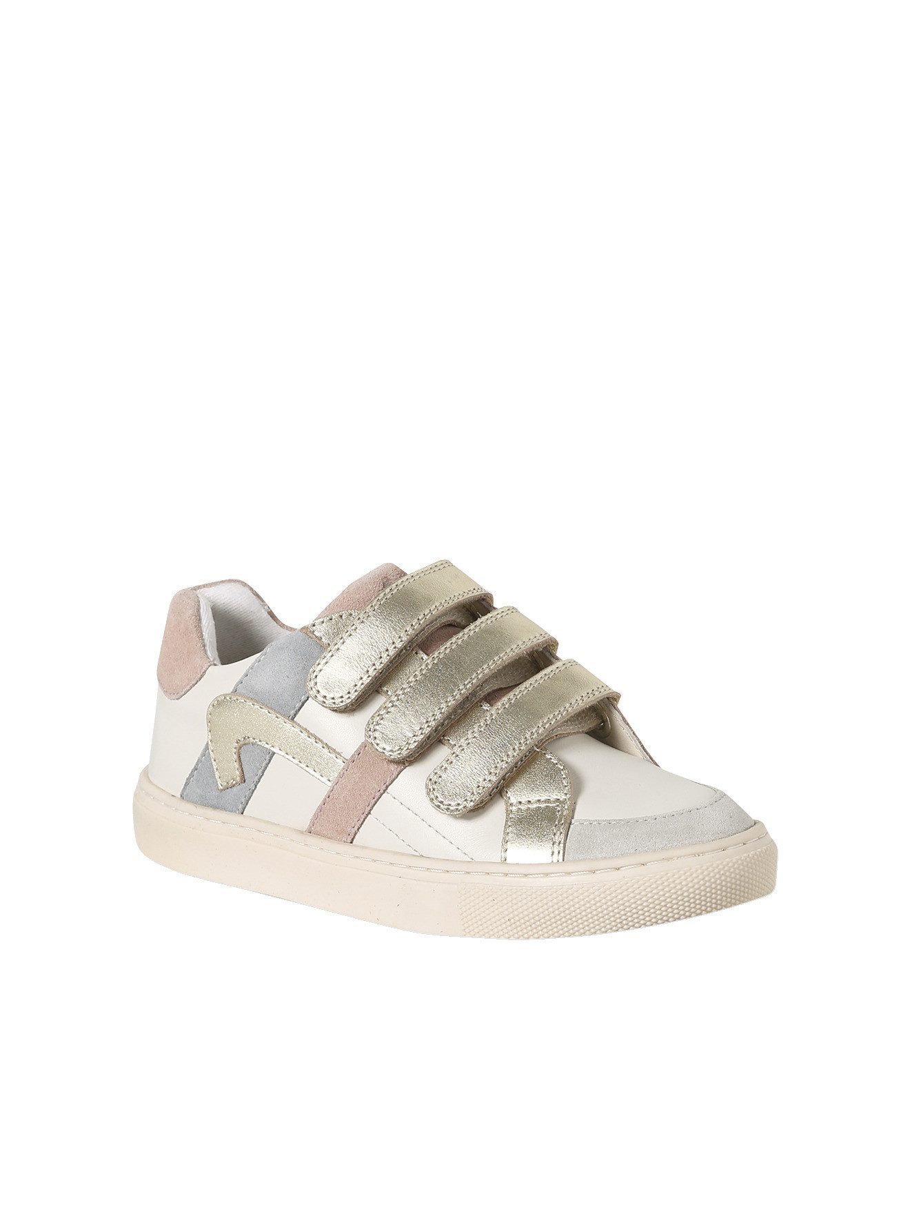 vertbaudet Kinder Leder-Sneakers mit Klett, zweifarbig Sneaker