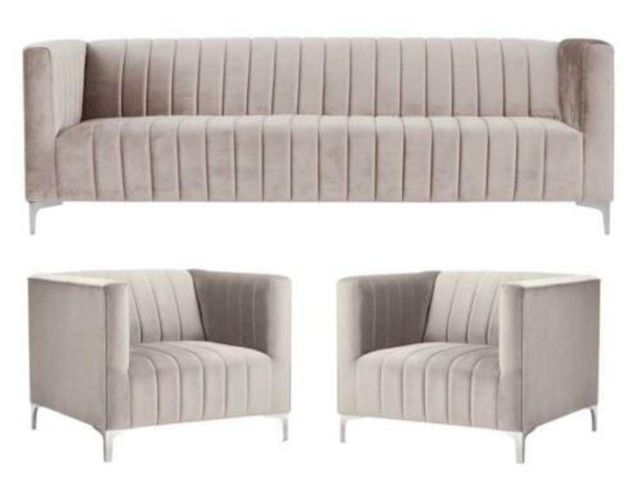 Made Sitzer Modern Beige Möbel Design, Sofagarnitur 3+1+1 JVmoebel Chesterfield Sofa Europe in