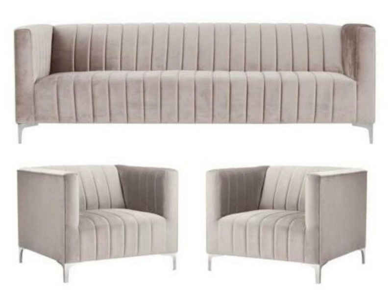 JVmoebel Sofa »Beige Sofagarnitur Chesterfield Möbel Modern Design Textil«, Made in Europe