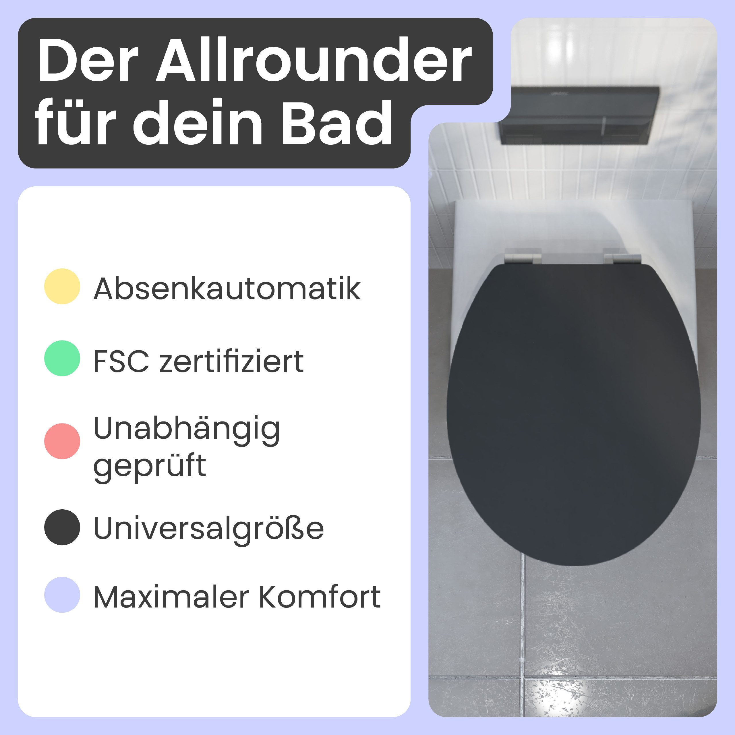 instmaier WC-Sitz Gaia Holz Toilettendeckel, schwarz matt, mit doppelter Ab günstig online kaufen