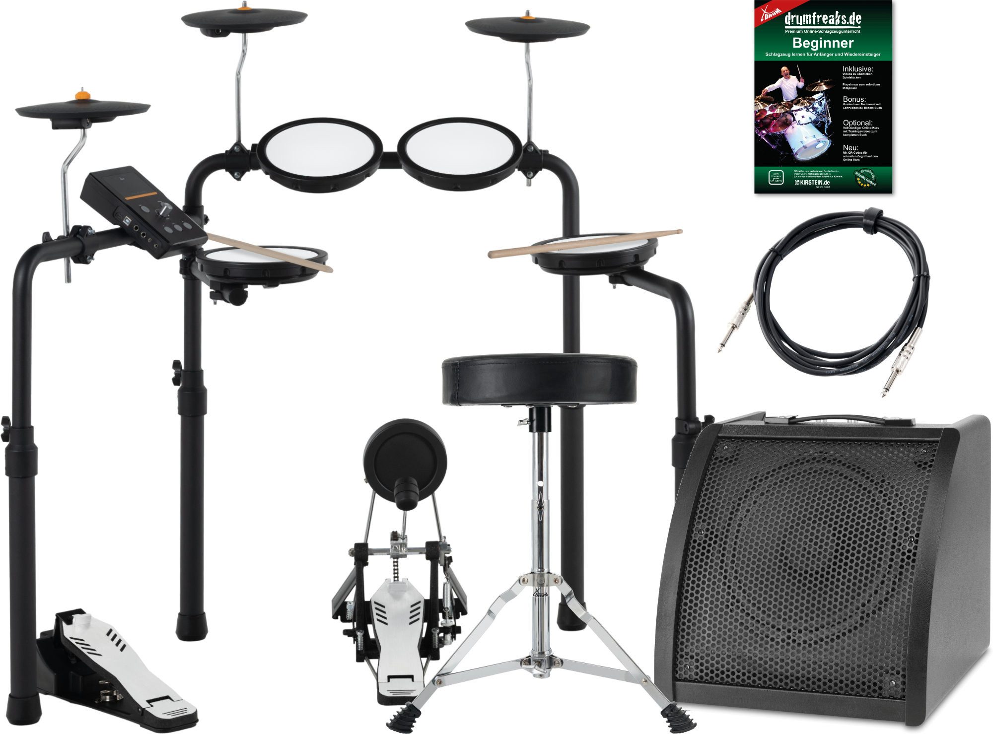 E-Drum DD-250P E-Drum Kit Live Set - Platzsparendes E-Drum Set mit Zubehör