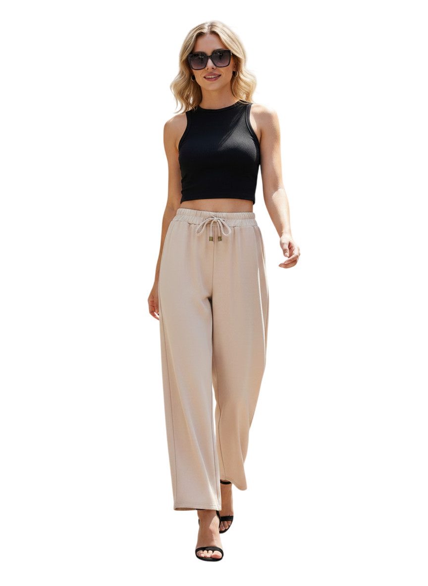 Sa-Lucca Palazzohose Damen Palazzohose / Sommerhose mit bequemem Dehnbund und Bindeband mit elastischem Bund