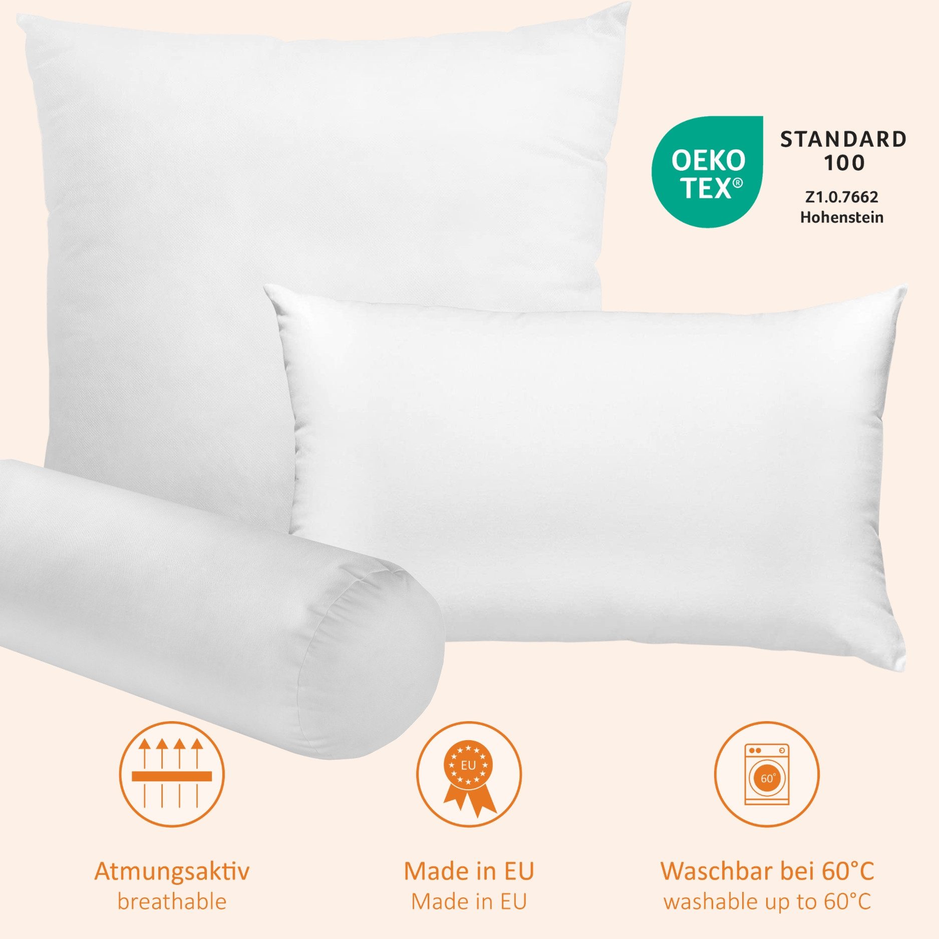 sleepling Kopfkissen Faserkissen, Füllung: Polyester, Seitenschläfer, Rückenschläfer, Bauchschläfer, Inlet Sofakissen, Zierkissen und Dekokissen, atmungsaktiv – Bild 4 von 5
