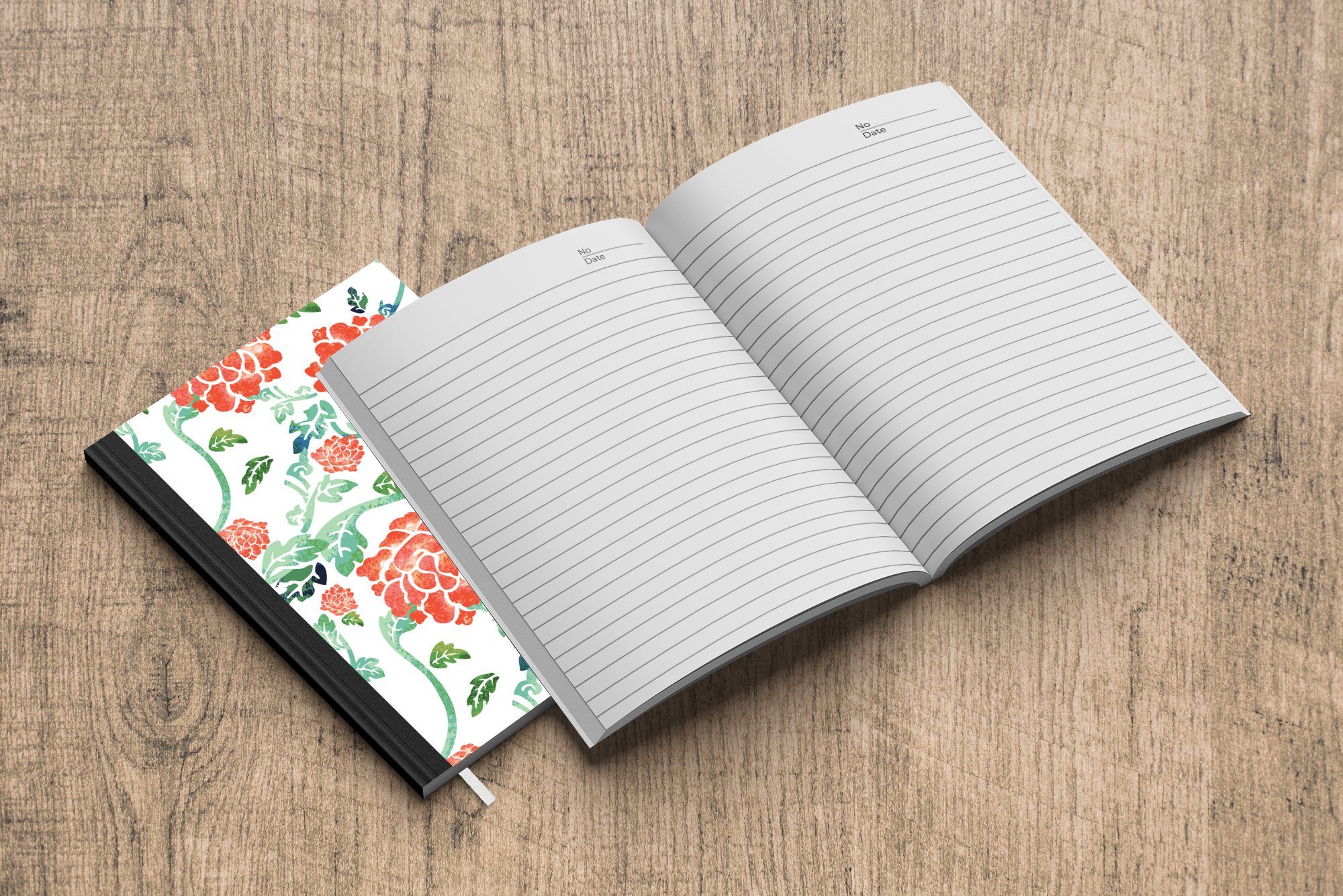 Blumen Muster Haushaltsbuch - Journal, Tagebuch, Seiten, Blätter Merkzettel, 98 A5, MuchoWow Notizheft, - Notizbuch - Aquarell,