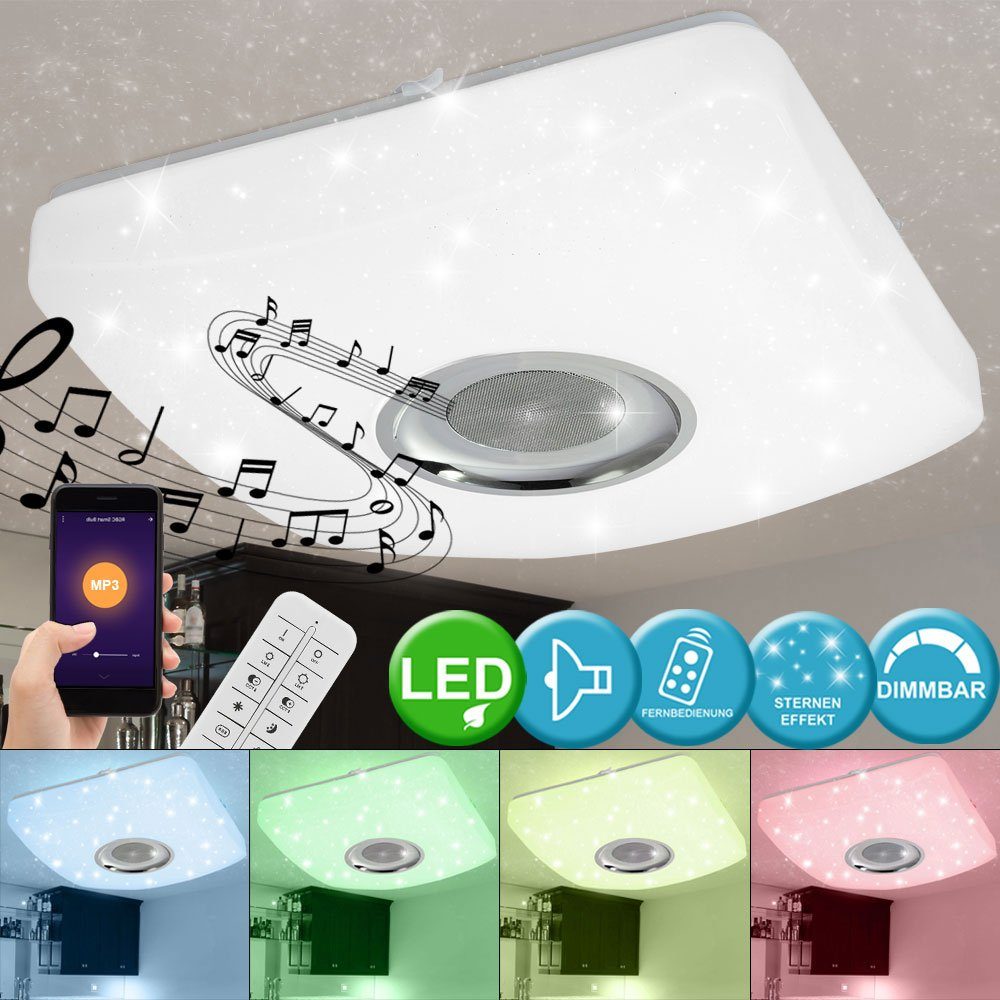 CCT Lautsprecher Decken LED Bluetooth MP3 LED Lampe Deckenleuchte, etc-shop Flur Sternen RGB