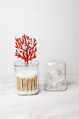 Qualy Design Aufbewahrungsdose Coral Koralle (transparent, mit Deckel, 1 St., Kunststoff Box), Behälter ca. 9 x 9 x 11 cm, Koralle ca. 10 cm hoch