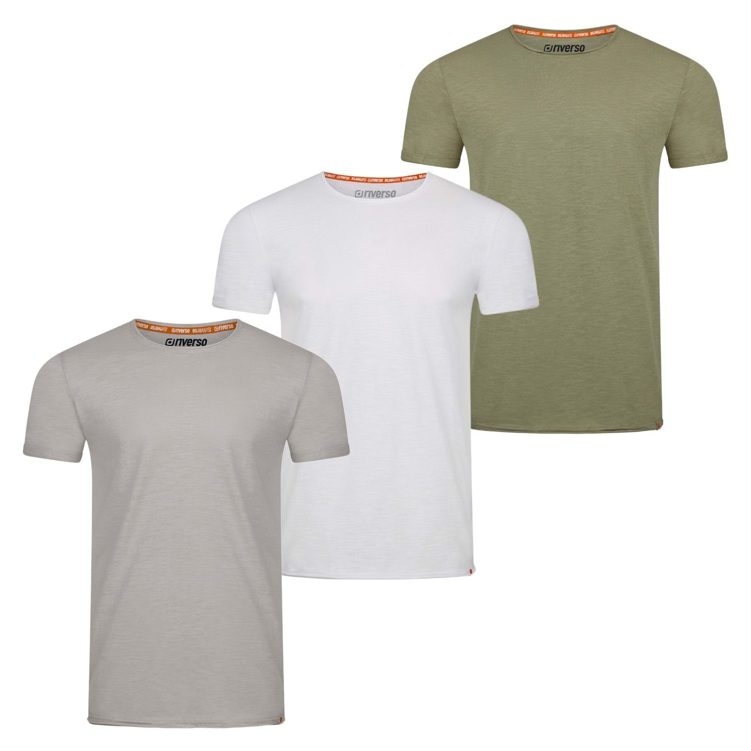 riverso T-Shirt Herren Basic Shirt RIVLenny Regular Fit (3-tlg) Kurzarm Tee Shirt mit Rundhalsausschnitt aus 100% Baumwolle