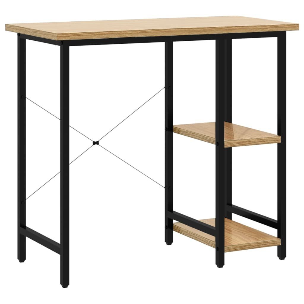 Schreibtisch Computertisch Schwarz und Eiche Hell 80x40x72 cm MDF und Metall
