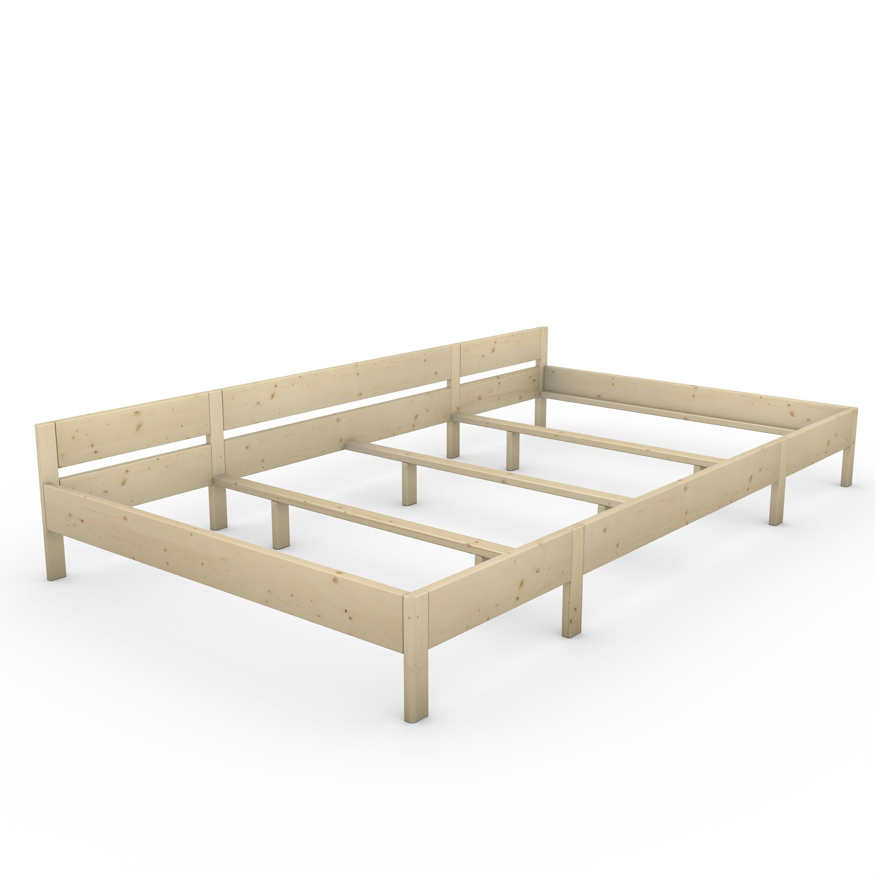 TUGA-Holztech Massivholzbett Familienbett "Familien-Nesterl" 360 200 43 Fichte 90/180/90cm ohne Abl, B=270, 360 bestehend aus 180, 90, L= 200, 220, H23, 43cm