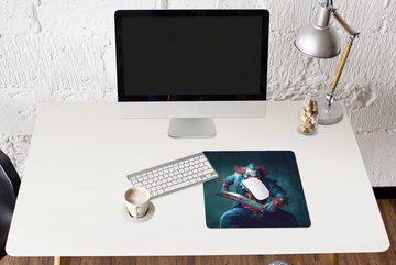 MuchoWow Gaming Mauspad Clown - Horror - Messer - Kleidung - Porträt (1-St), Mousepad mit Rutschfester Unterseite, Gaming, 40x40 cm, XXL, Großes