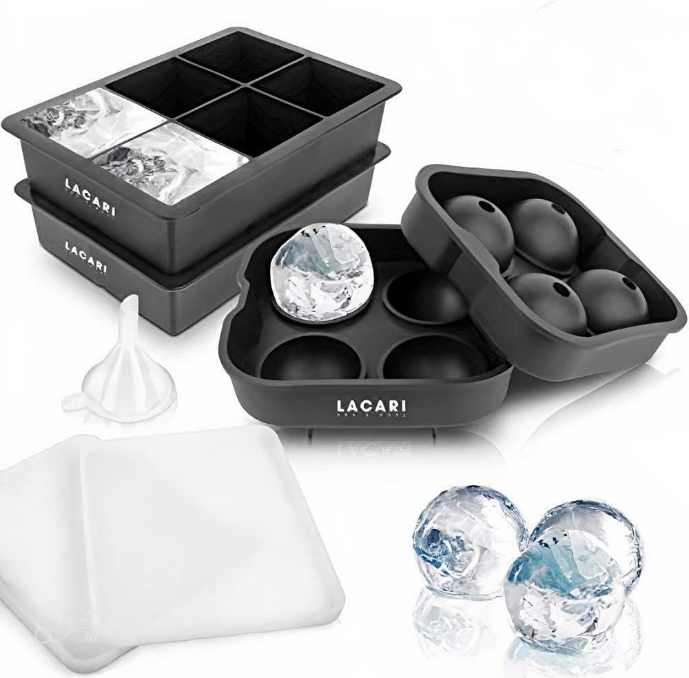 LACARI Eiswürfelform silikon mit Deckel 3-tlg für 16 x Eiswürfel, (Set 3-tlg), auslaufsicher, spülmaschinenfest