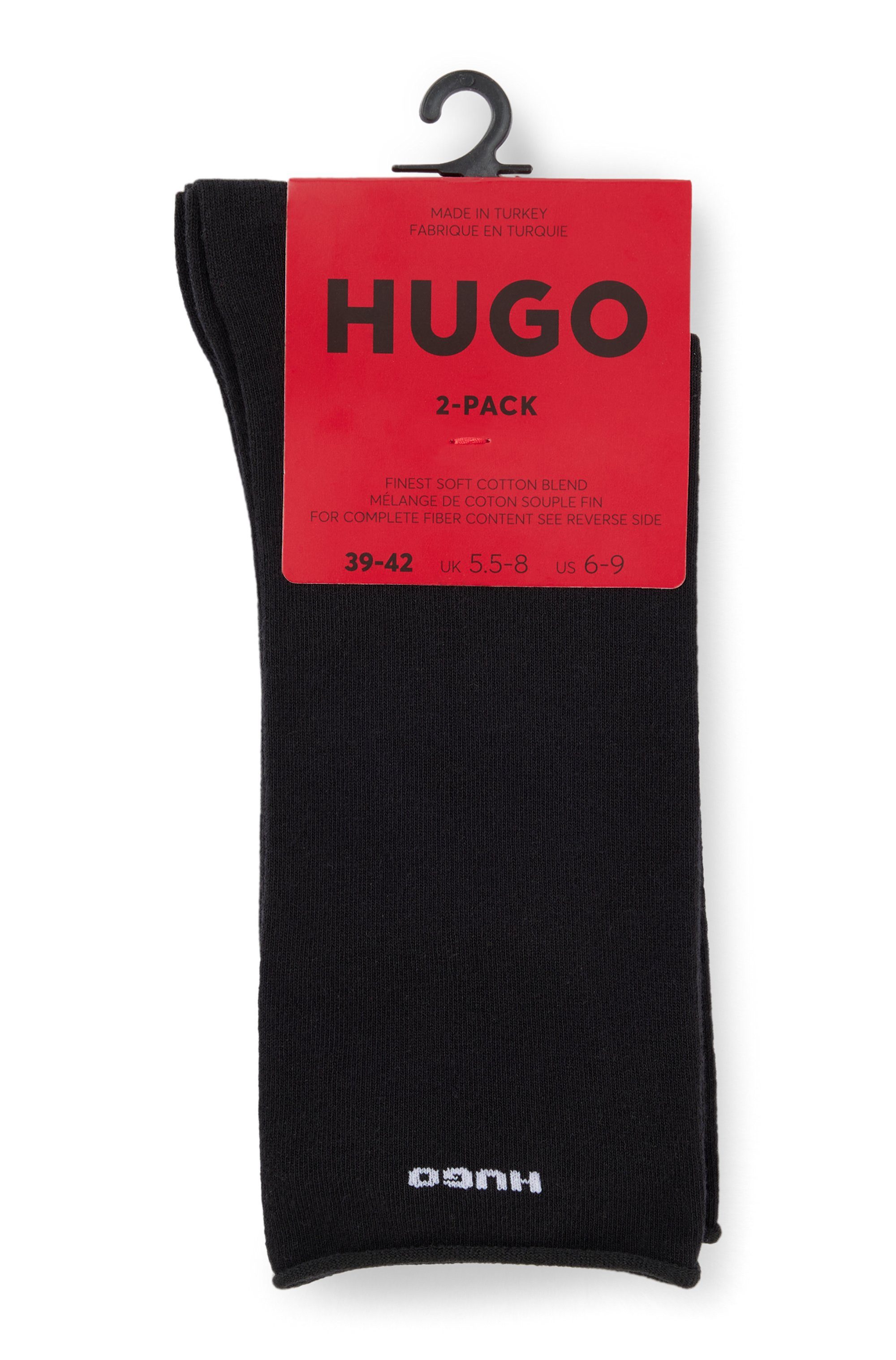 HUGO Freizeitsocken 2P RS UNI CC W (Packung, 2-Paar, 2er Pack) mit gerolltem Bündchen