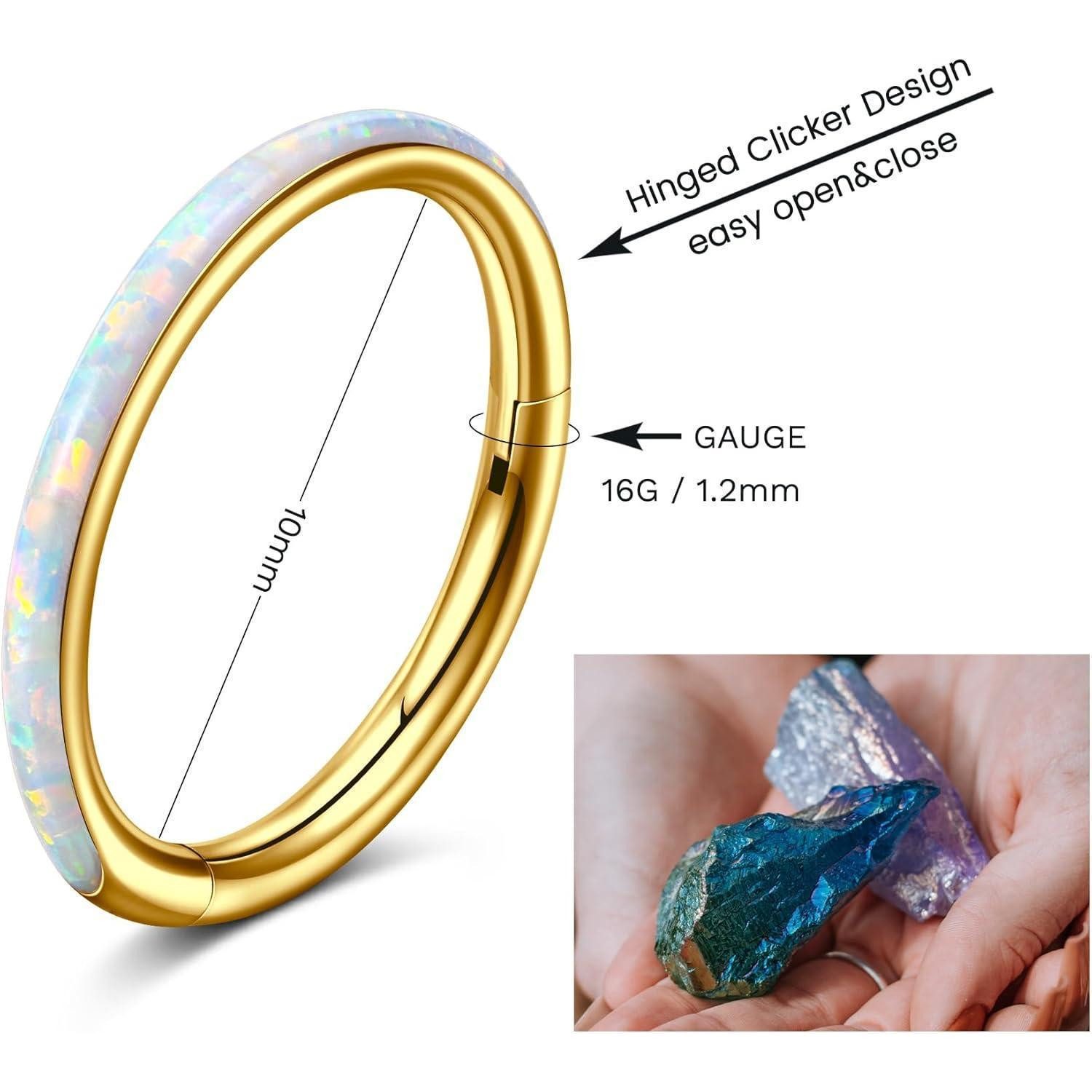 LuxusKollektion Nasenpiercing Opal Nasenring Chirurgenstahl Septumring 20G 18G 16G