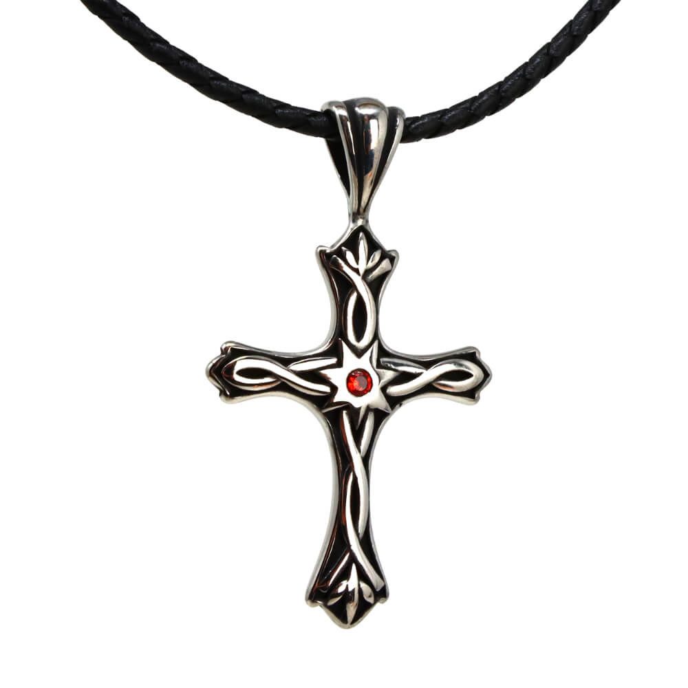 Kette mit Anhänger Lederkette Edelstahlkette 316L WIKINGER KREUZ