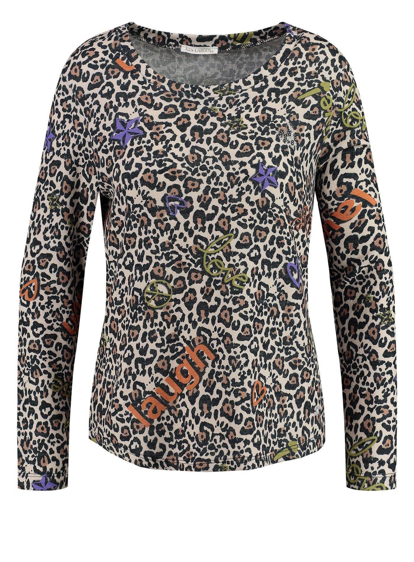 KEY LARGO Damen T-Shirt Round Neck | Lockere Passform | Künstlerischer Print | Baumwollmischung
