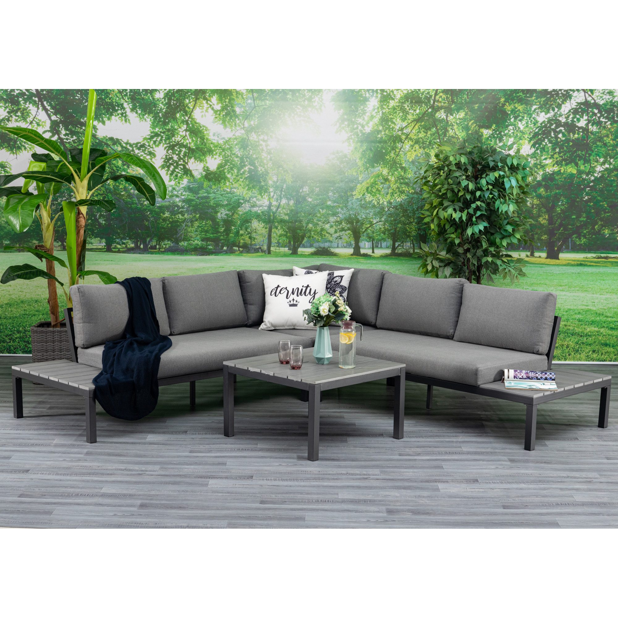 MANDALIKA Garden Loungeset Aluminium Eck Lounge Sofa Set Miro