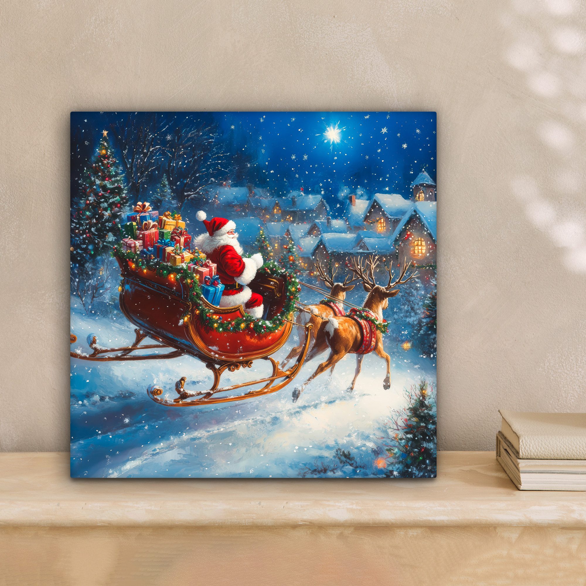 OneMillionCanvasses® Leinwandbild Weihnachtsmann - Rentier - Weihnachten - günstig online kaufen