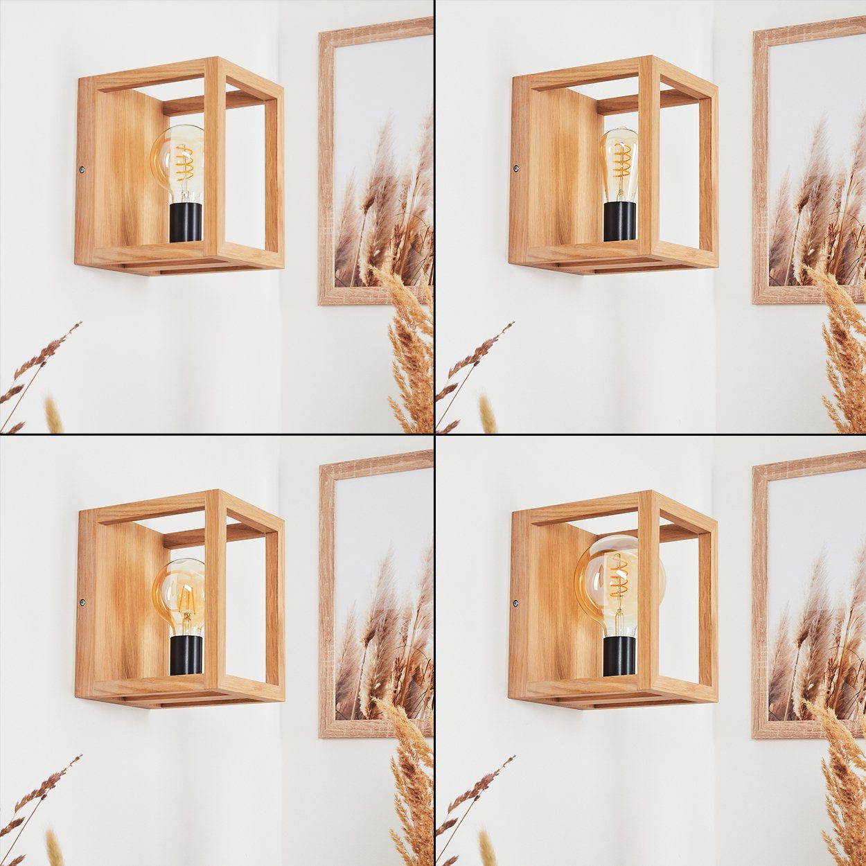 Außen-Wandleuchte Wandlampe ohne Lichteffekt Holz/Metall 1xE27, Retro/Vintage aus »Montepiano« m. Wandspot Design in hofstein Leuchtmittel, Natur/Schwarz, im