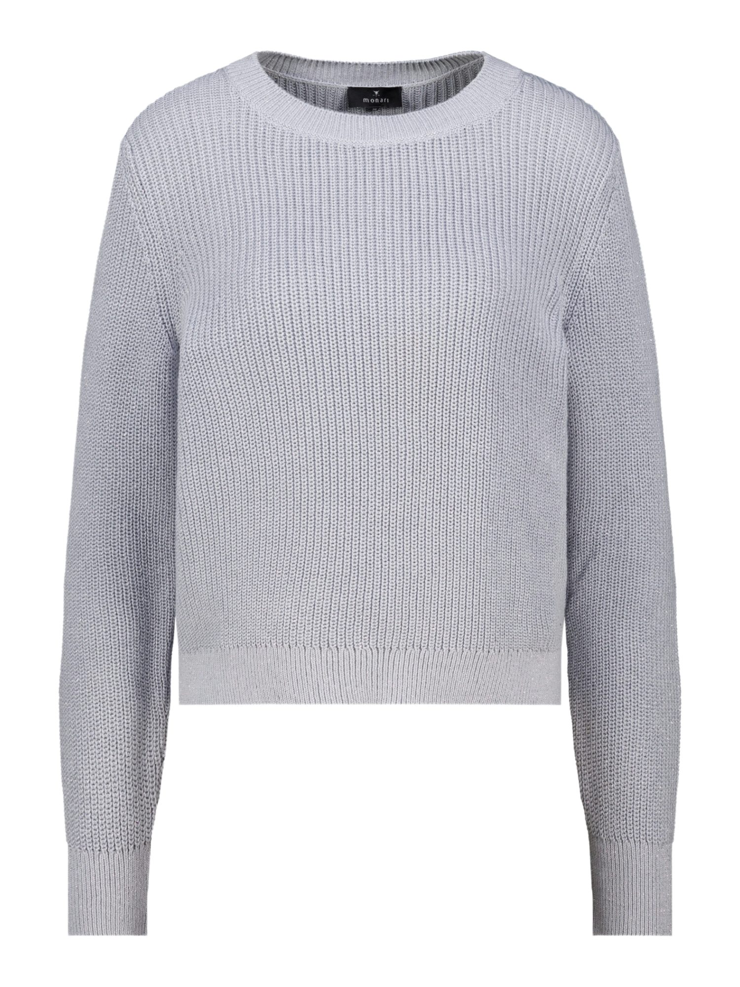 Monari Langarmshirt grau,Casual,Baumwolle,Unifarben,Rundhals,Langarm,Regular Fit