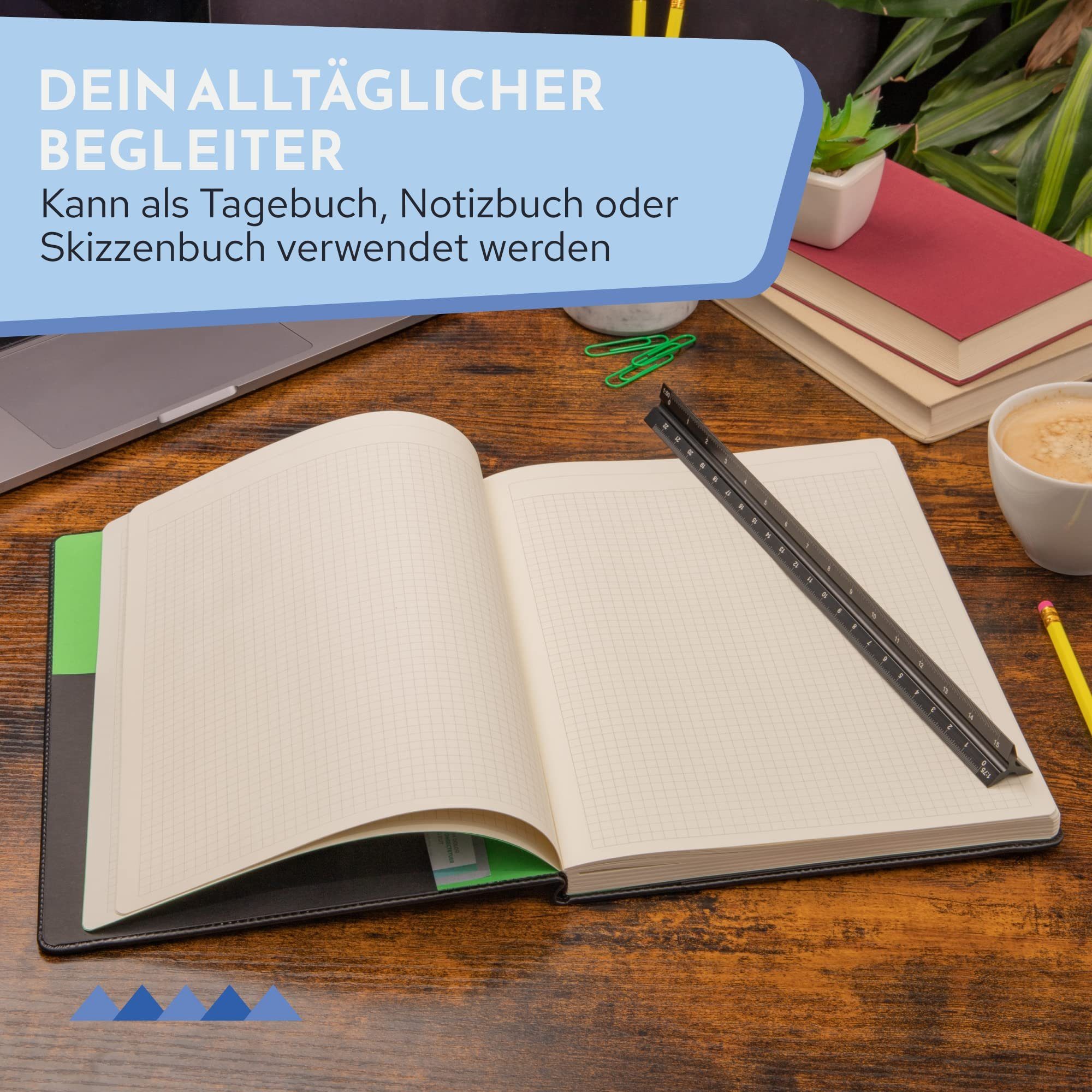 Leder Notizbuch Hardcover Leder DIN A4, Hardcover, A4 Notizbuch DIN Notizbuch, Schwarz, Schwarzes WINTEX