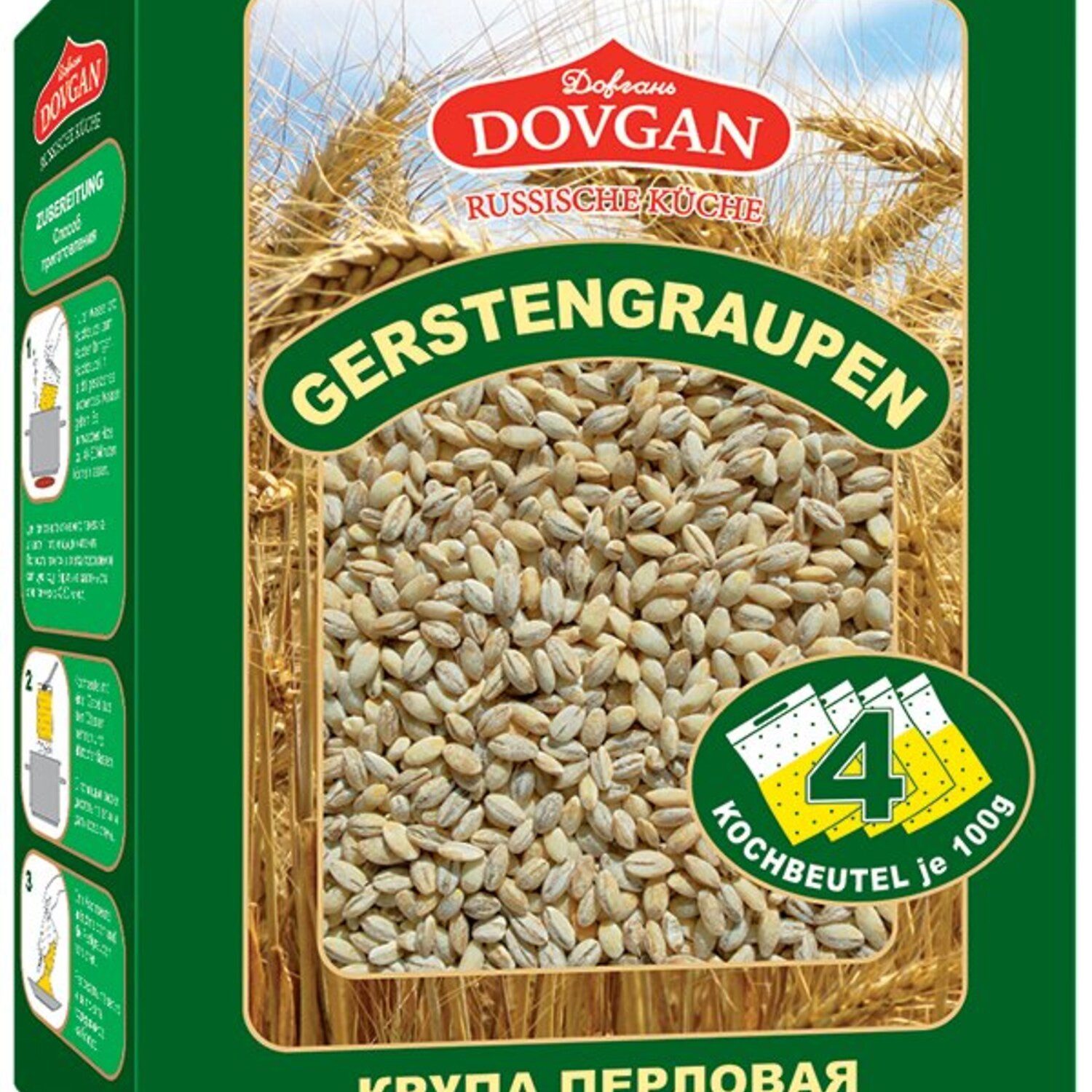 Dovgan Cerealien, 1 x 100 g, Gerstengraupen 4x100g
