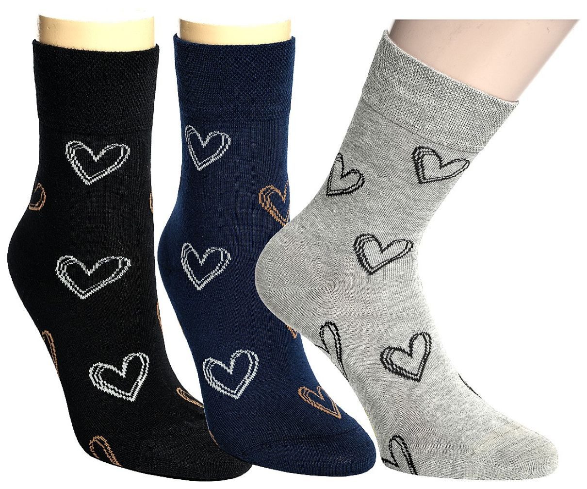Riese Komfortsocken RS HARMONY Socken "LOVE" Bambus Viskose mit Herzen (Packung, 3 Paar) handgekettelte Fußspitze und verstärkte Fersen