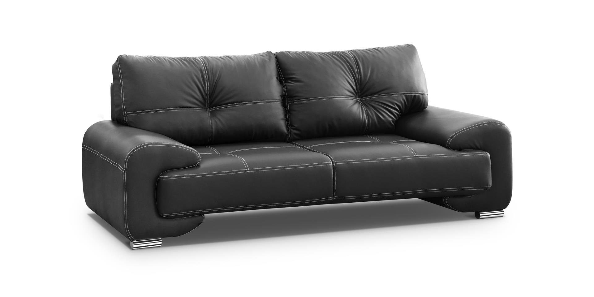 Beautysofa Sofa Dreisitzer Sofa Couch OMEGA Neu Schwarz (dolaro 08) | Alle Sofas