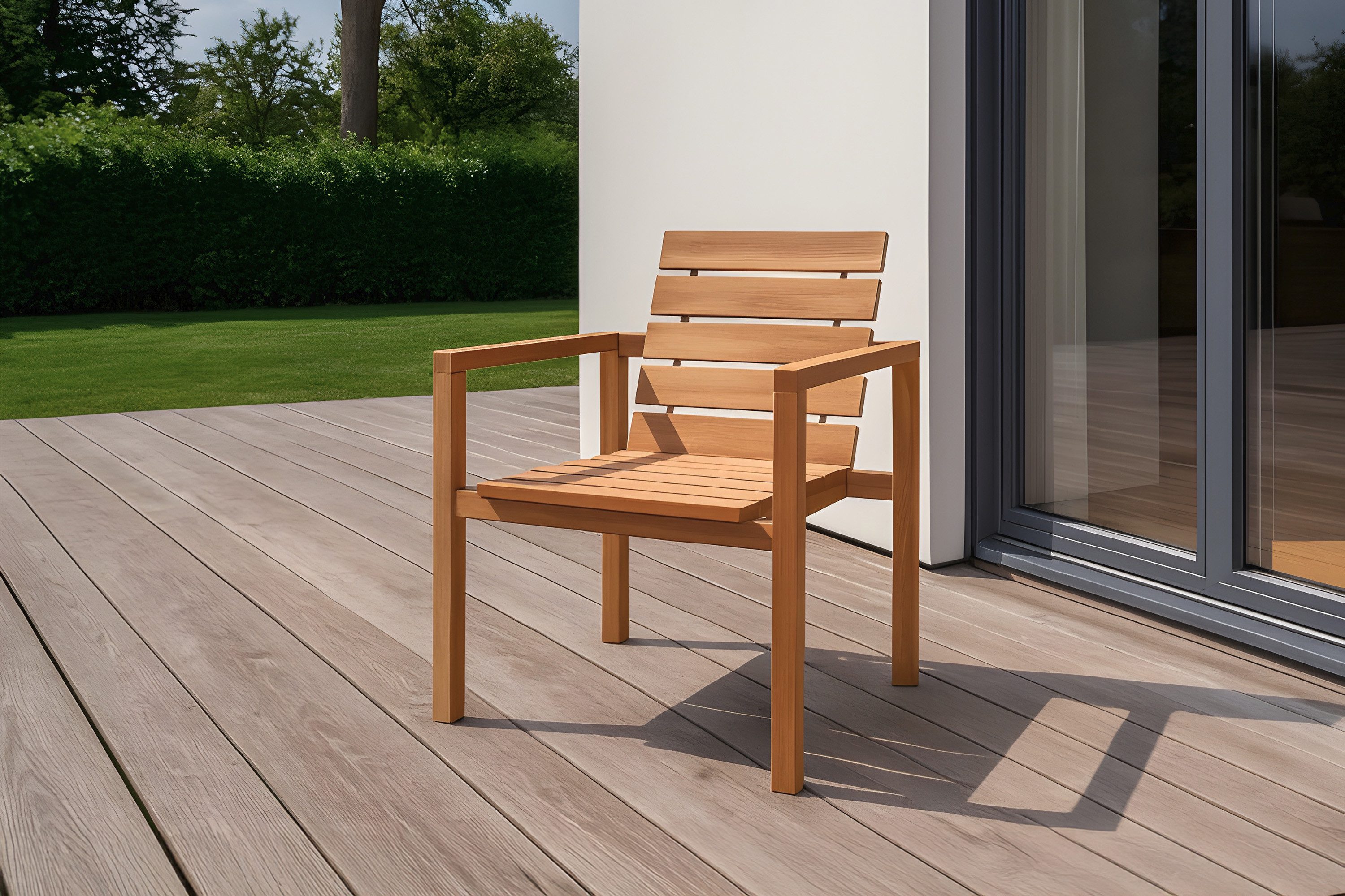 SAM® Gartenstuhl Waterloo, Teakholz massiv, mit Armlehnen, natürliche Holzmaserung
