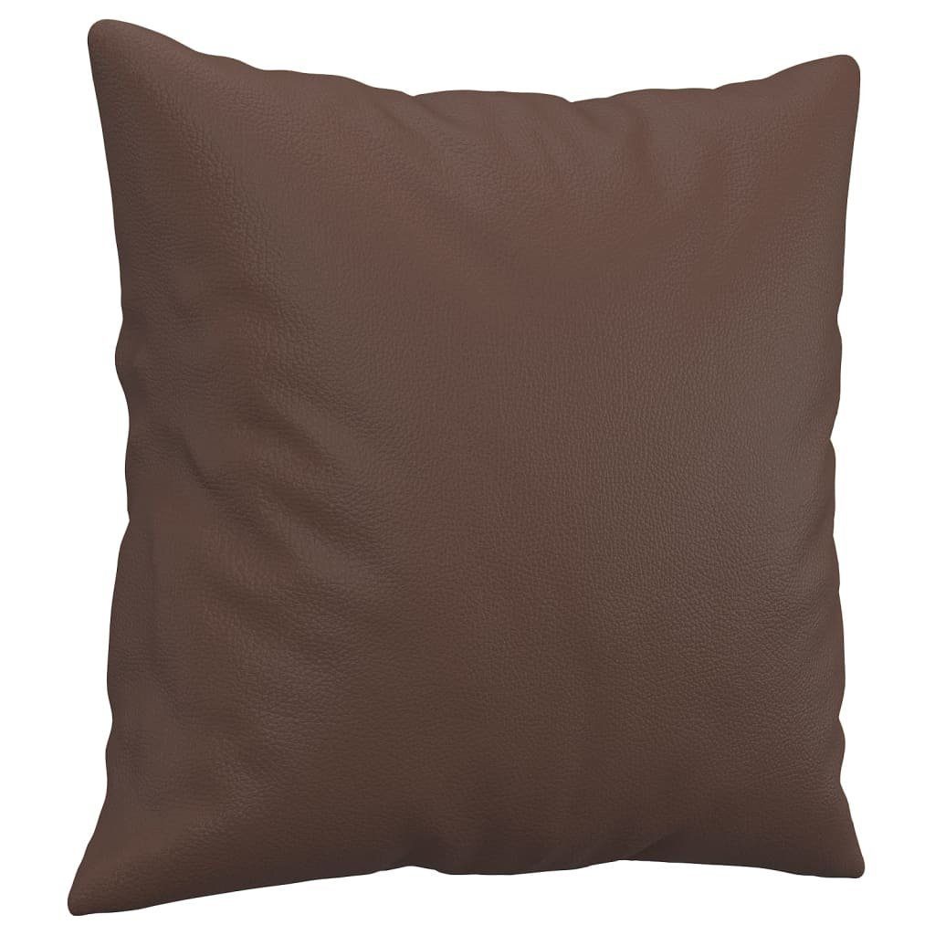 vidaXL Zierkissen Zierkissen 2 Stk. Braun 40x40 cm Kunstleder, (1 St)