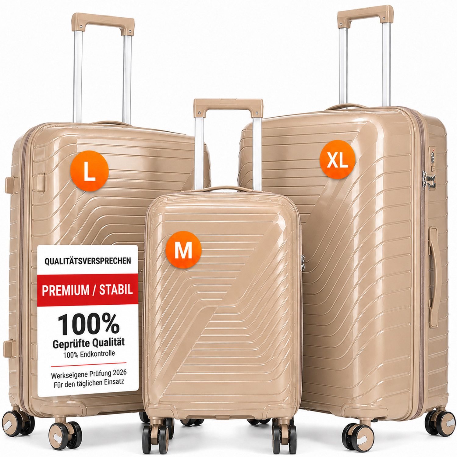 Kofferset Rollkoffer 3-teiliges Set 20 24 28 Zoll aus PP Hartschale