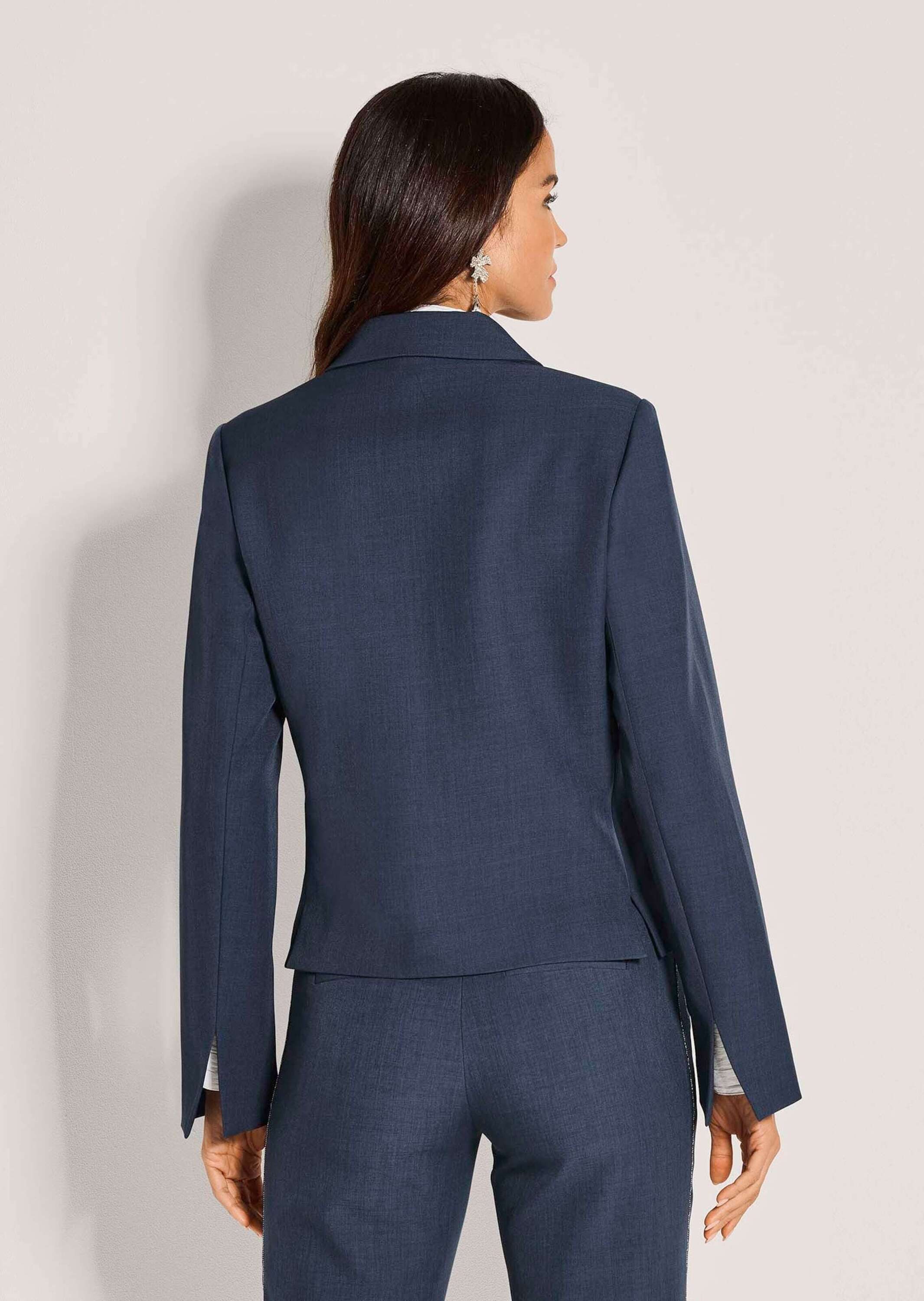 MADELEINE Kurzblazer Edler Kurzblazer mit Klappkragen Businessblazer mit Knopfleiste, Pattentaschen und Langarm