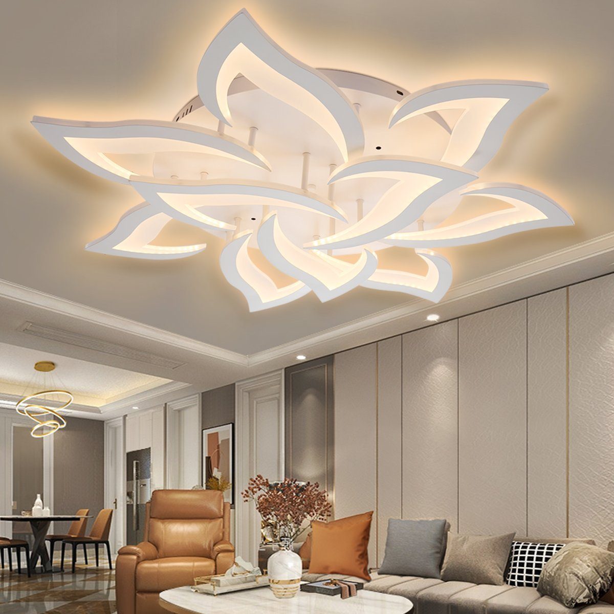 oyajia Deckenleuchte 72W Blumenförmiges LED Deckenleuchte Dimmbar, 10 Köpfe günstig online kaufen