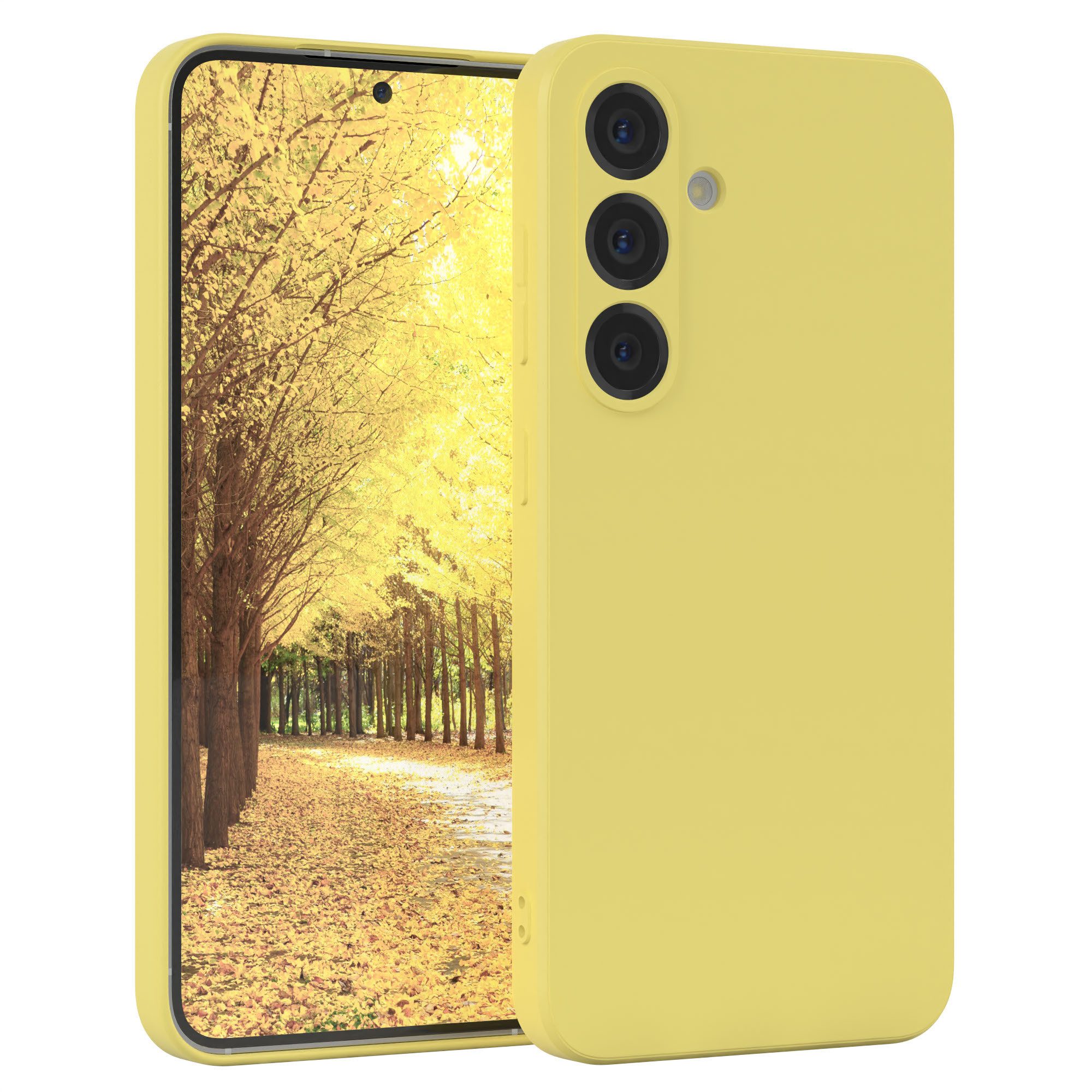 EAZY CASE Handyhülle für Samsung Galaxy S25 Hülle Silikon 6,2 Zoll, Handy Softcase stoßfest Hülle mit Kameraschutz Bumper Tpuhülle Gelb