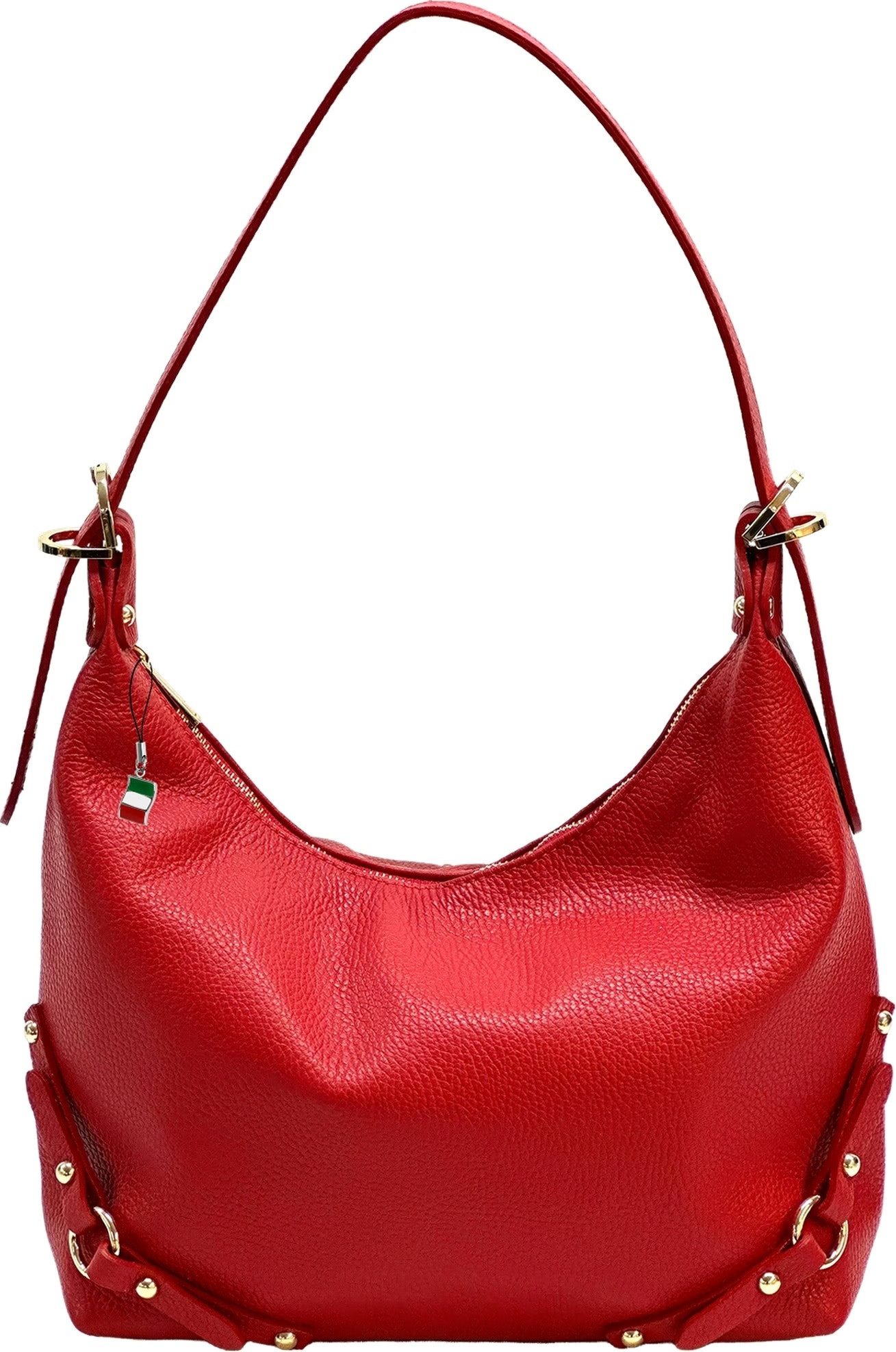 FLORENCE Florence Damen Schultertasche Echtleder (Schultertasche), Damen Schultertasche Leder, rot ca. 37cm x ca. 25cm hoch
