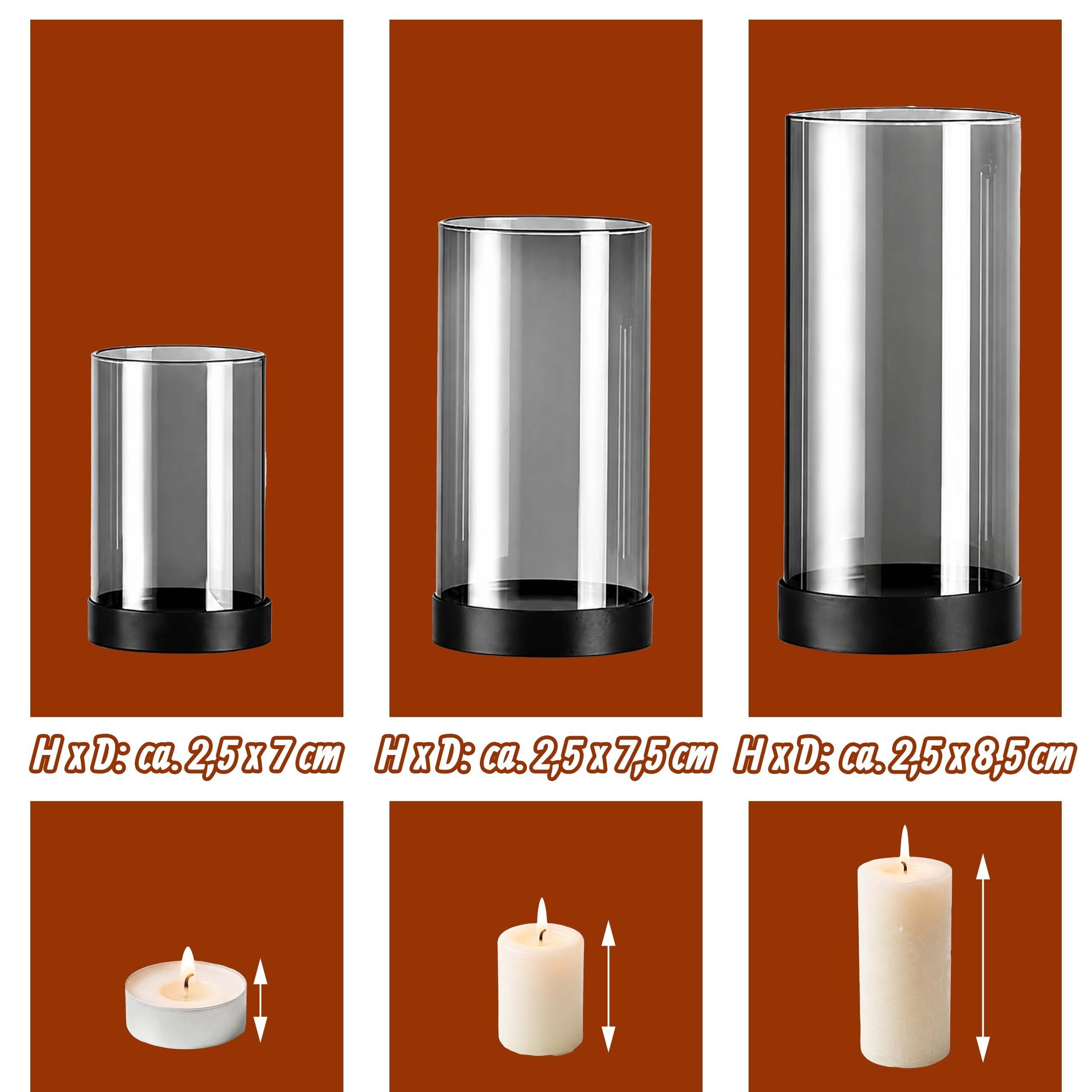 relaxdays Windlicht Rauchglas im 6er Set mit Fuß (6 St) – Bild 5 von 5
