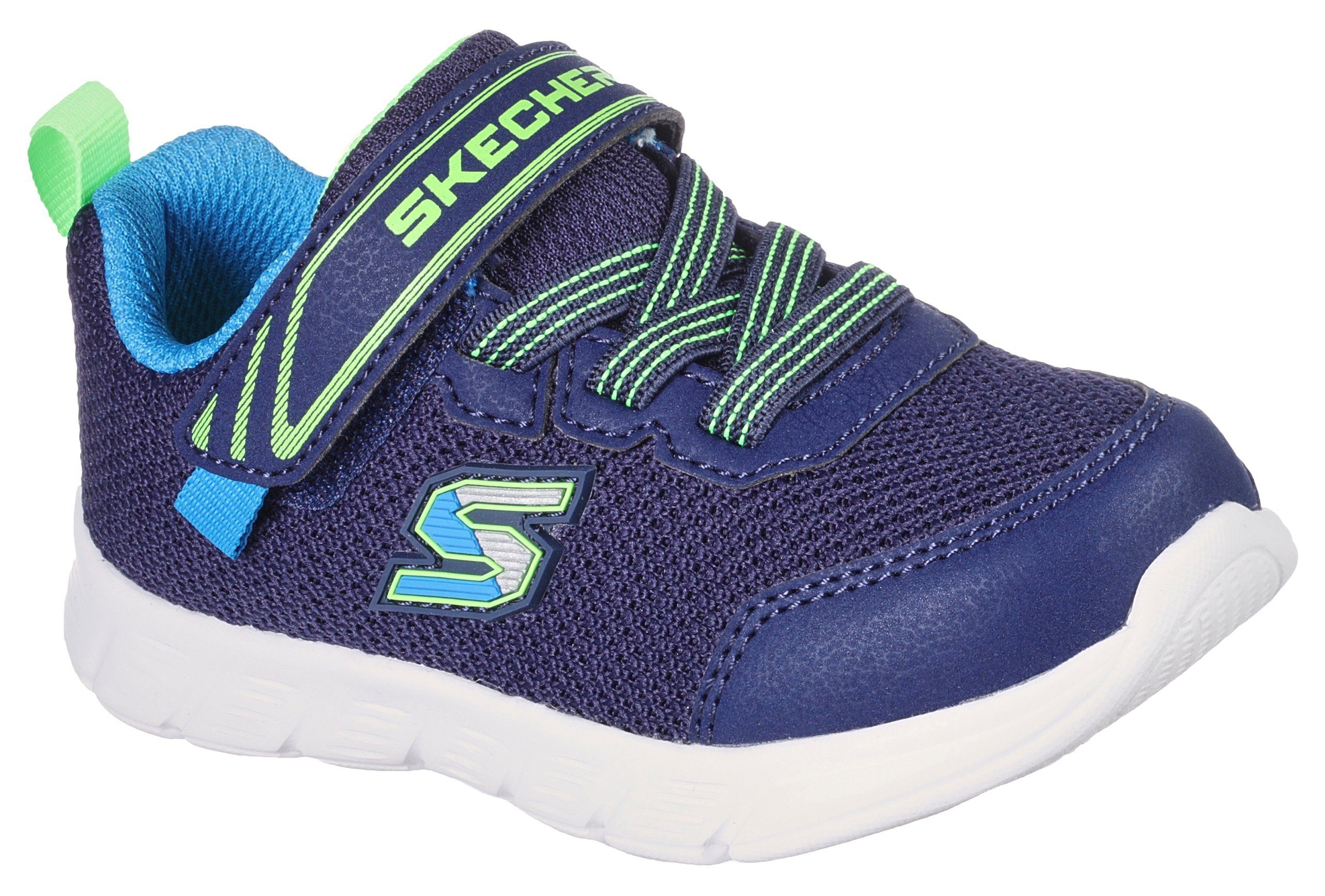 Offizieller Online-Verkauf Skechers Kids COMFY TRAINER und Gummizug Sneaker MINI FLEX mit Klettverschluss navy-grün